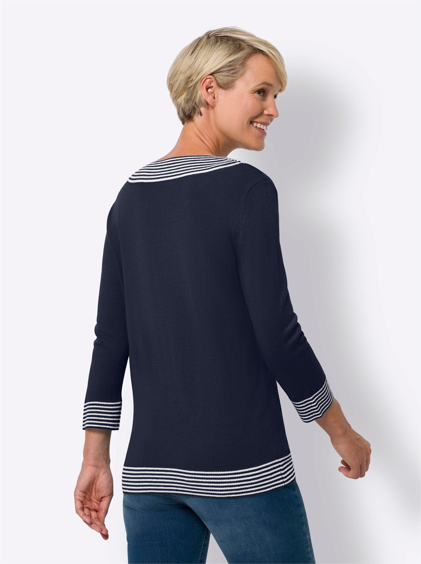 Classic Basics Trui met 3 4 mouwen Trui met V-hals