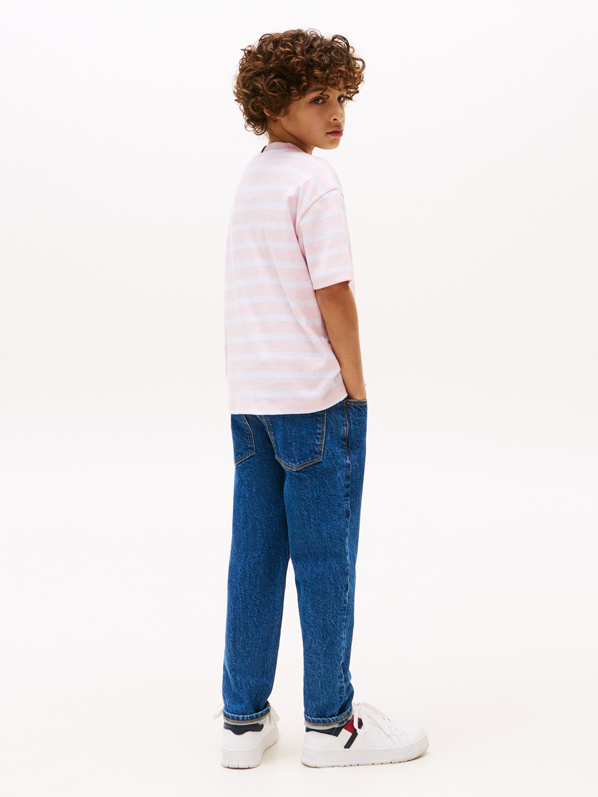 Tommy Hilfiger T-shirt INTERLOCK STRIPE HTR T-SHIRT SS voor kinderen tot 16 jaar, met klein vlag-label