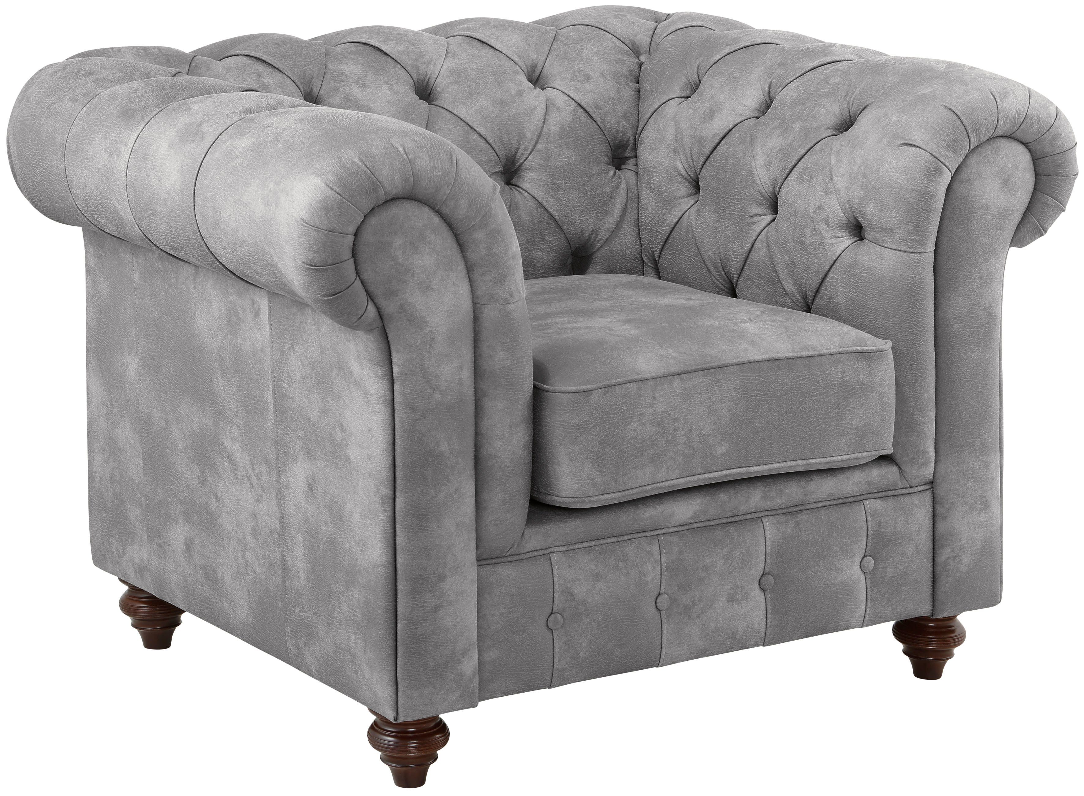 Home affaire Fauteuil Chesterfield B/D/H: 105/69/74 cm met hoogwaardige knoopdetails, ook in leer