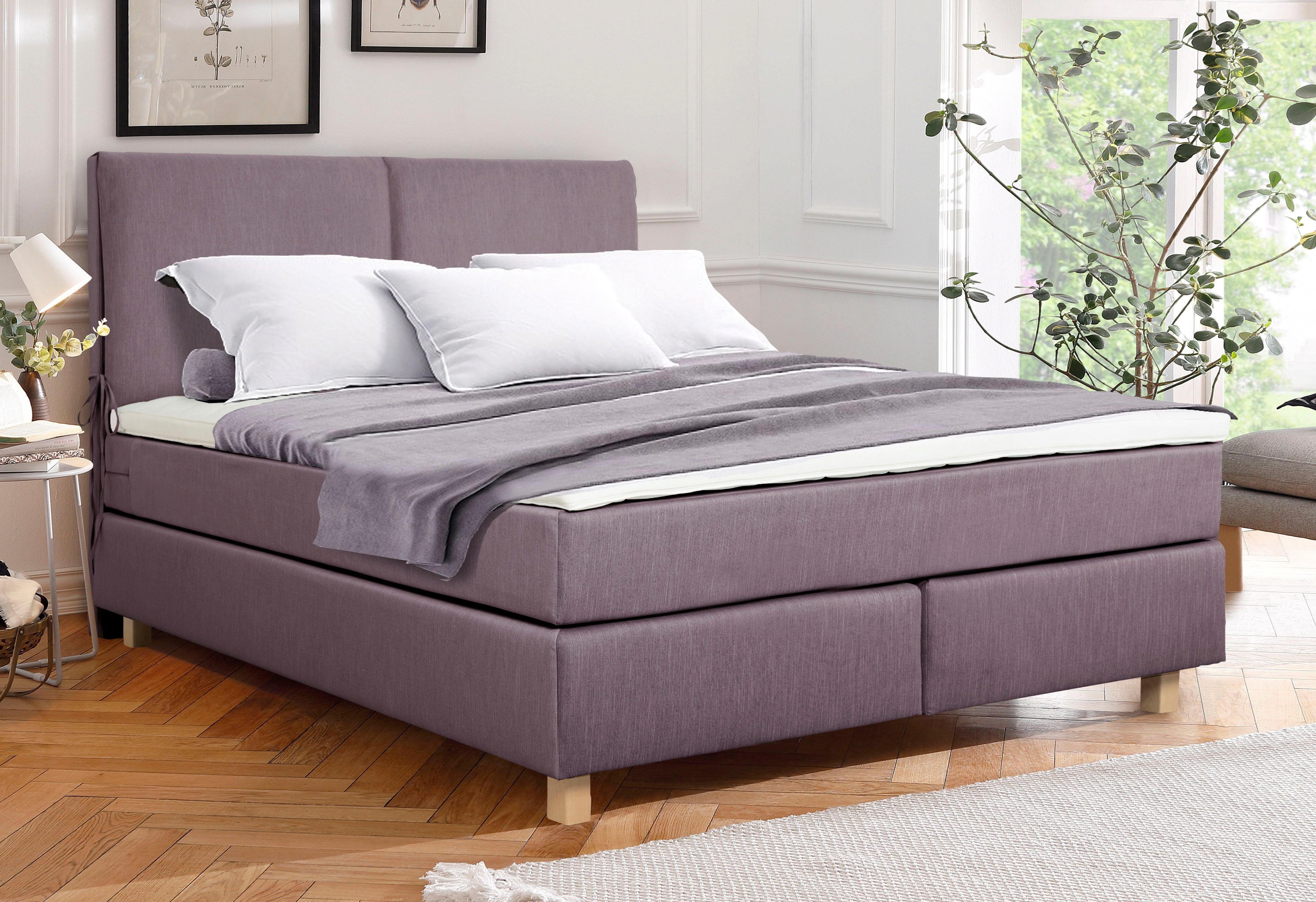 Home affaire Boxspring Nele incl. topmatras in eenvoudig design boxsprings roze