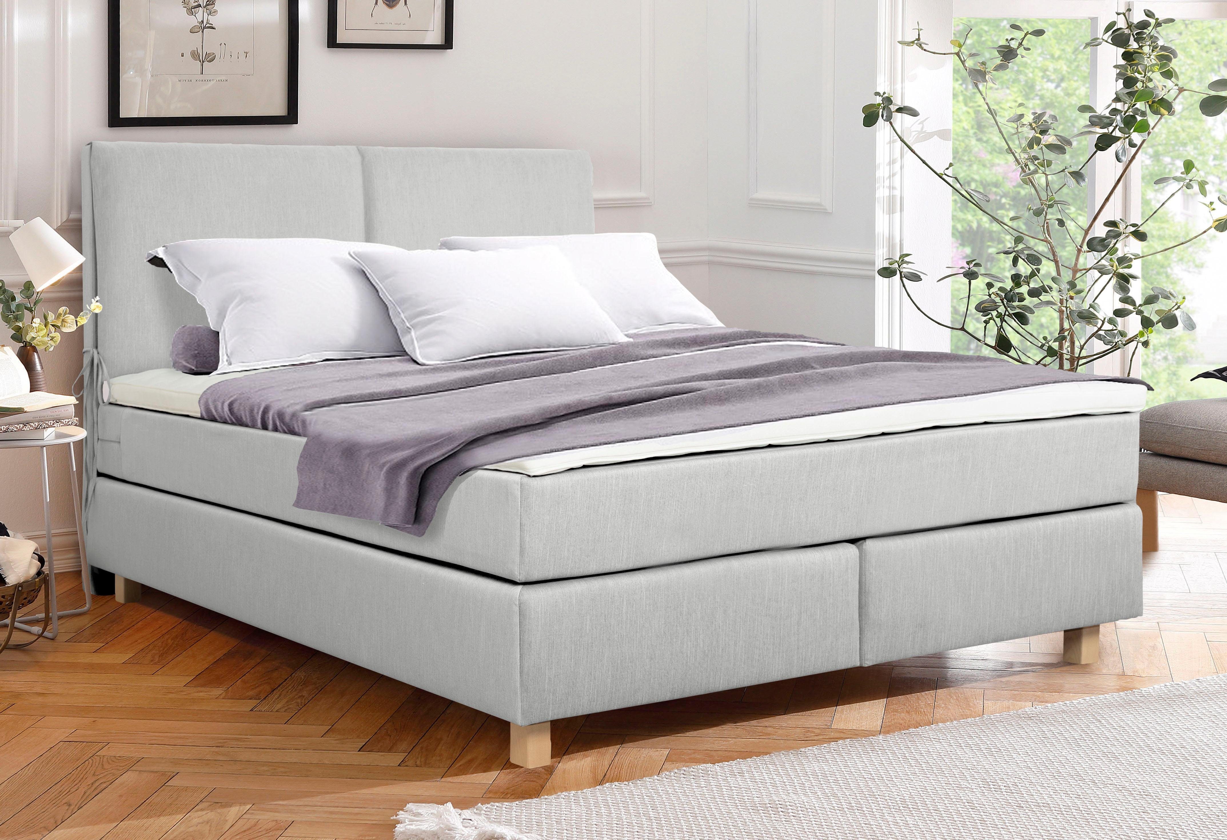 Home affaire Boxspring Nele incl. topmatras in eenvoudig design boxsprings grijs