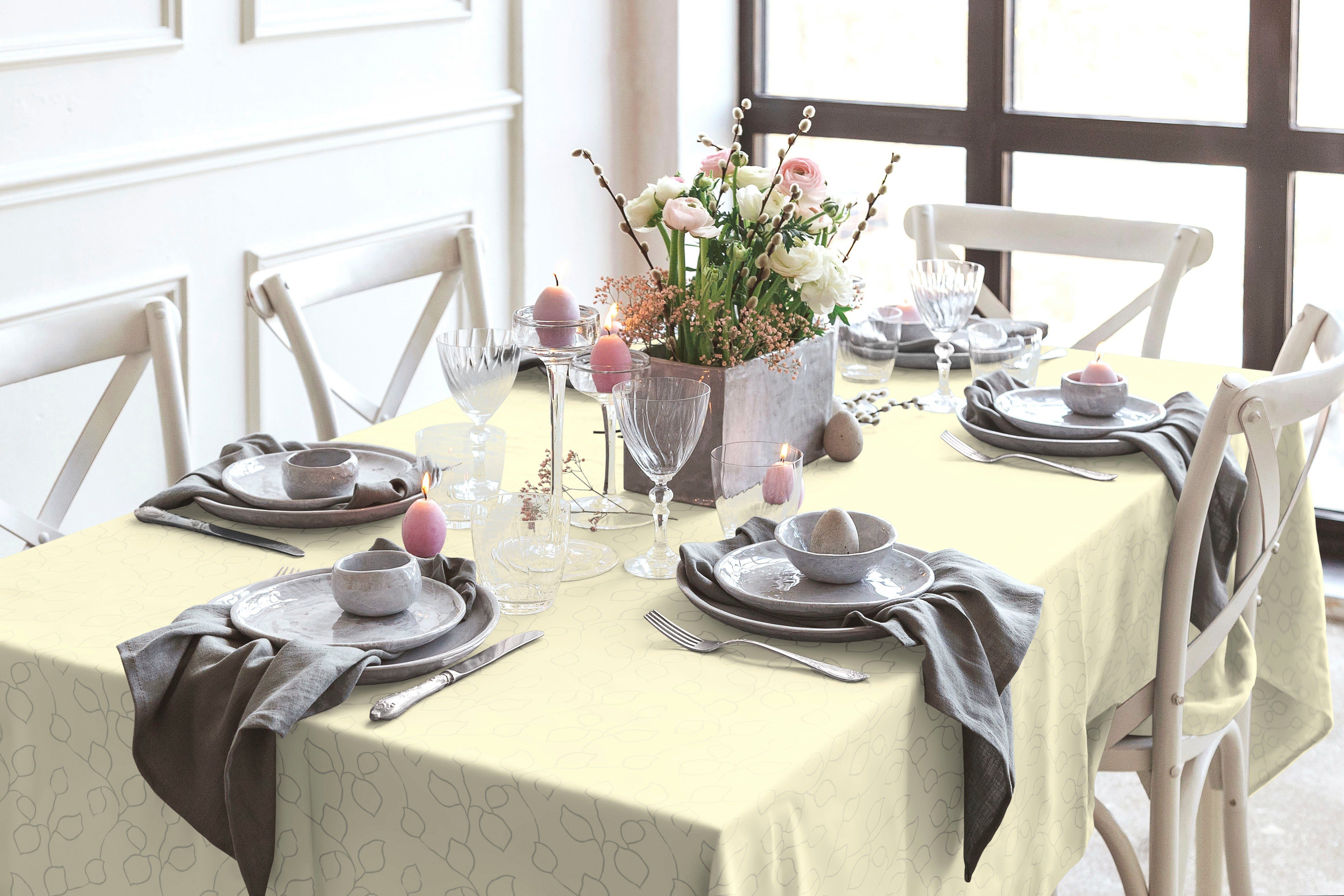 Wirth Tafellaken Westport Made in Germany, Jacquard decoratiestof, bladontwerp, onderhoudsvriendelijk (1 stuk)