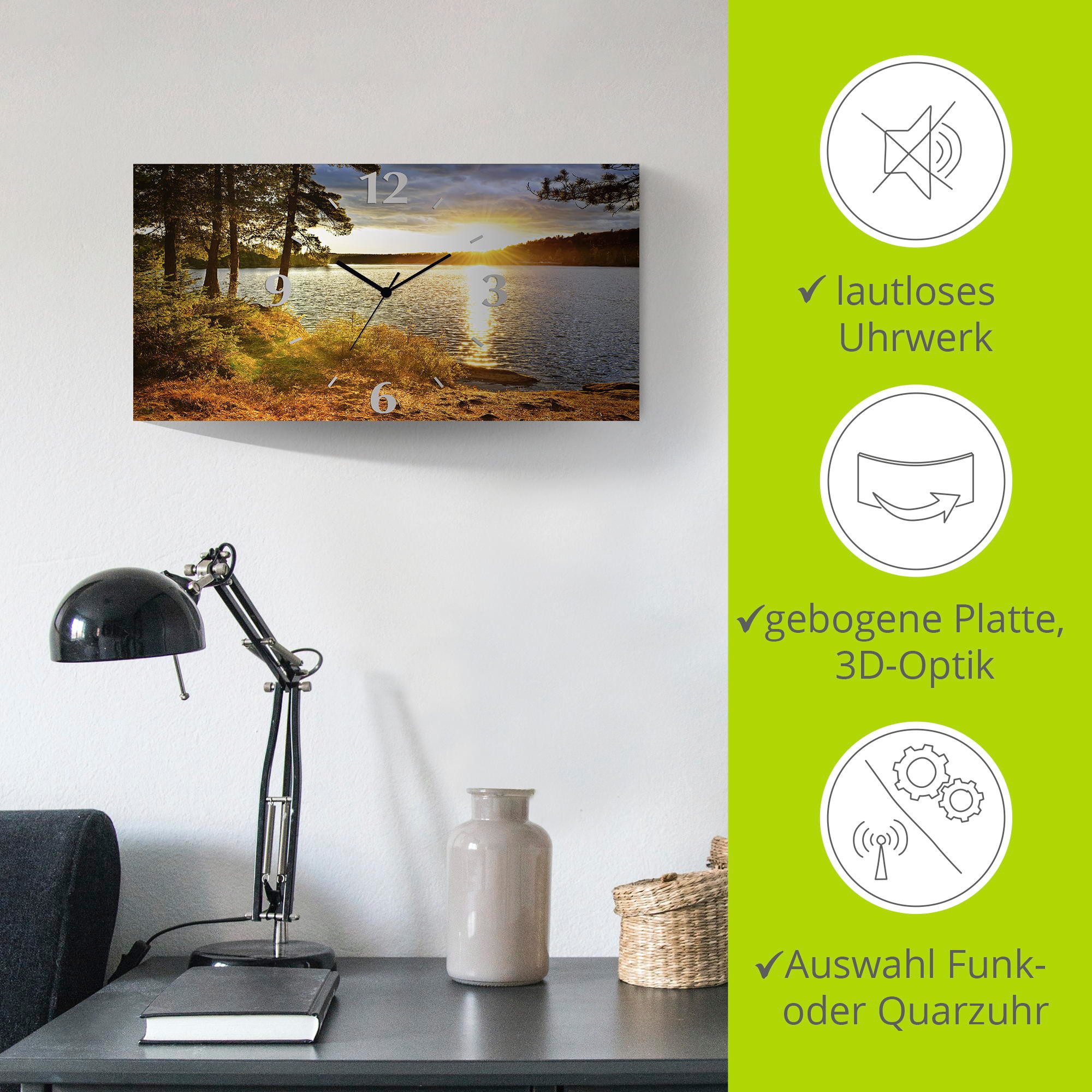 Artland Wandklok Zonsondergang boven meer Algonquin park 3d-look geschulpt, met kwarts- of radiografisch uurwerk, verschillende maten