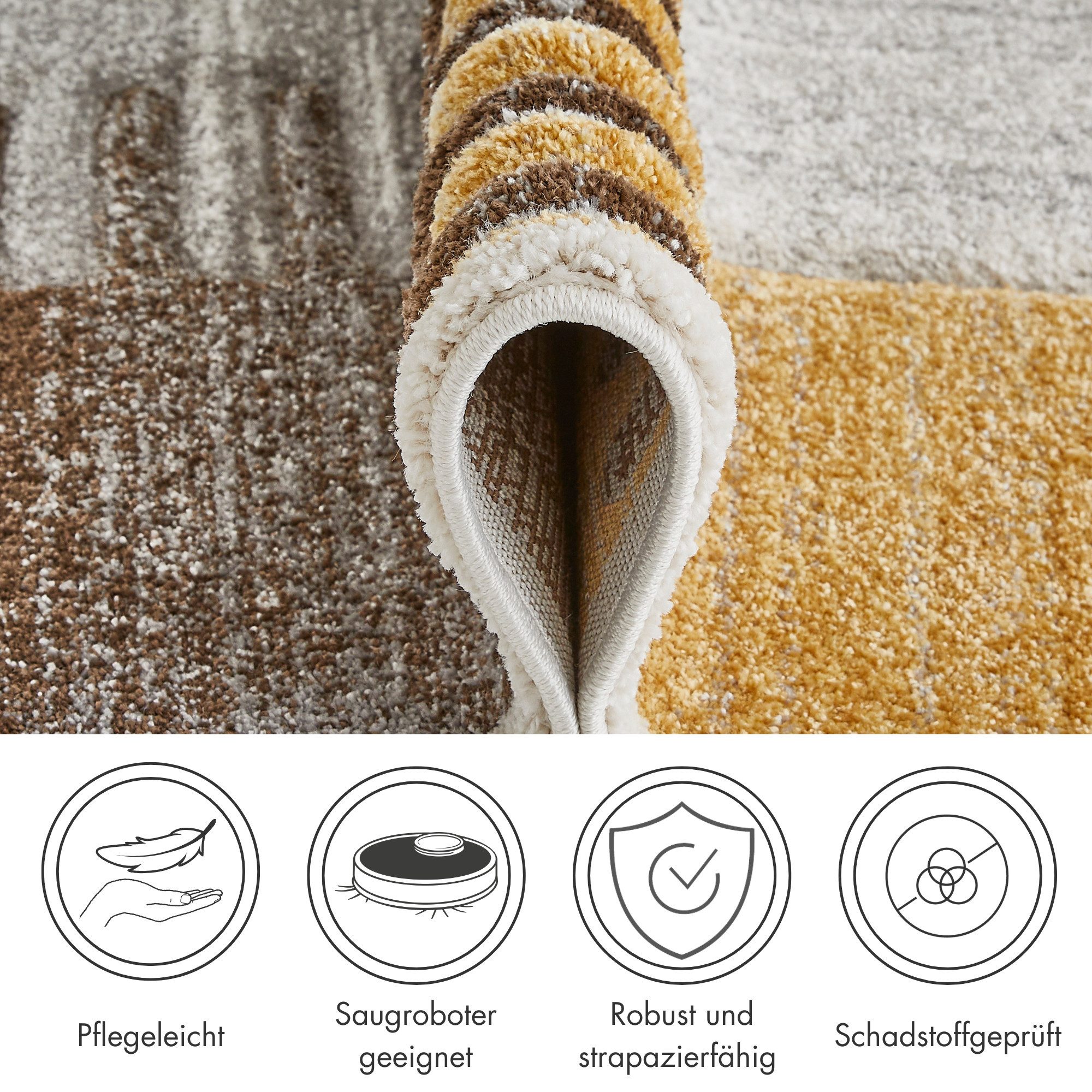 LUXOR living Vloerkleed Toronto Kortpolig, modern patchwork-ontwerp, hoog-laag structuur, woonkamer