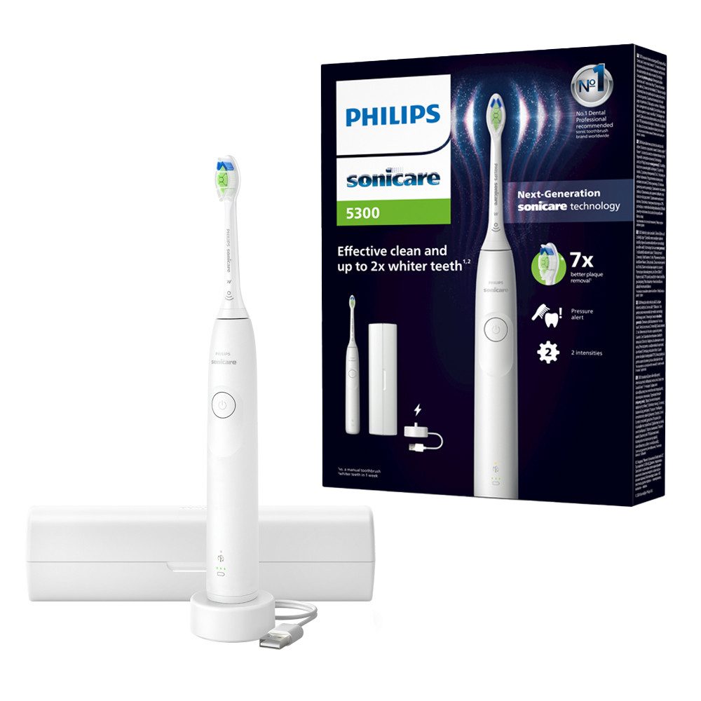 Philips Sonicare Elektrische tandenborstel Series 5300 met drukcontrole, 2 intensiteitsniveaus, incl....