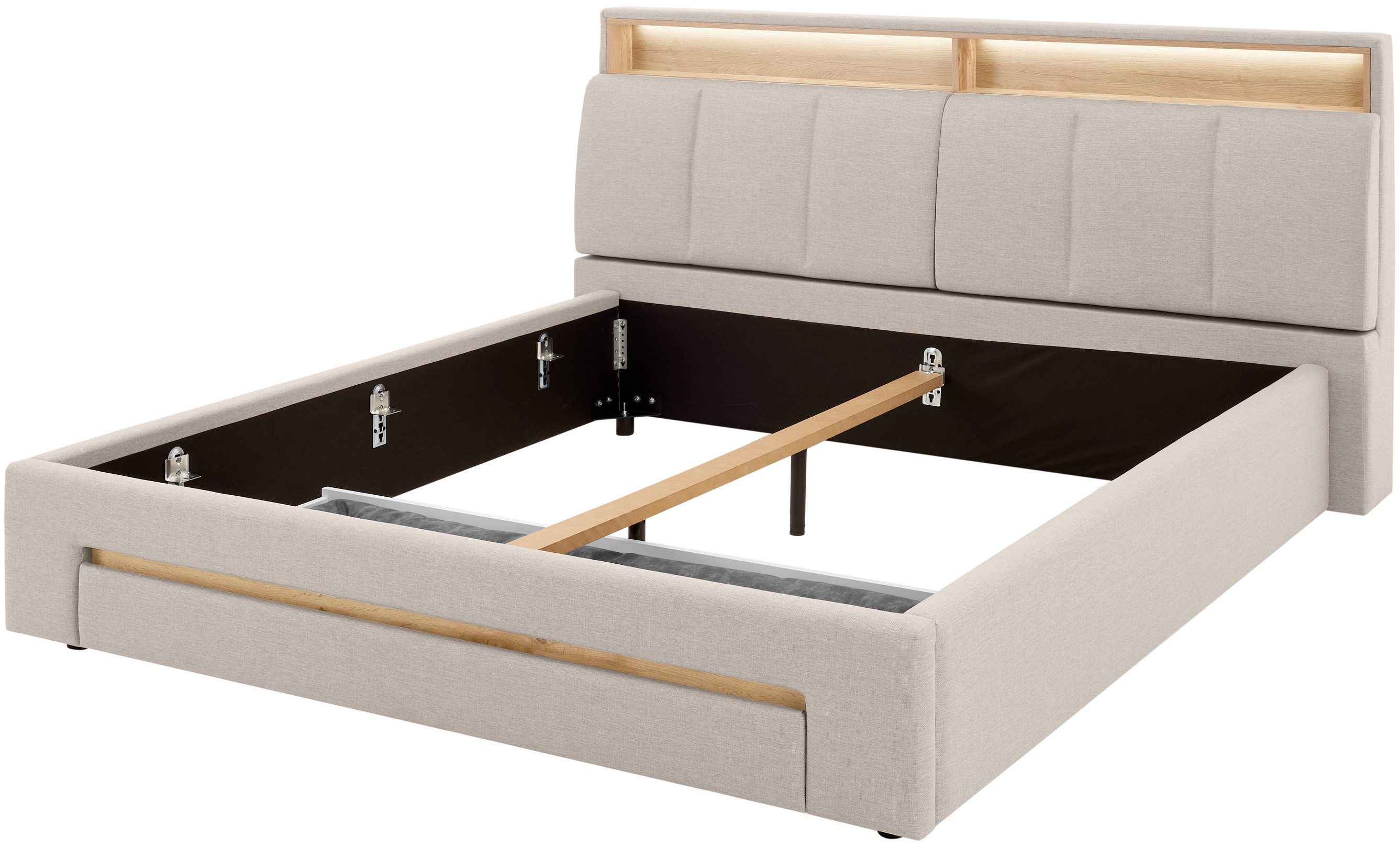 INOSIGN Gestoffeerd bed CiTY/GiRON,, gepolsterd opbergbed, met LED-verlichting Bedkisten met hondenbed of als opbergruimte, opklapbare hoofdeinden