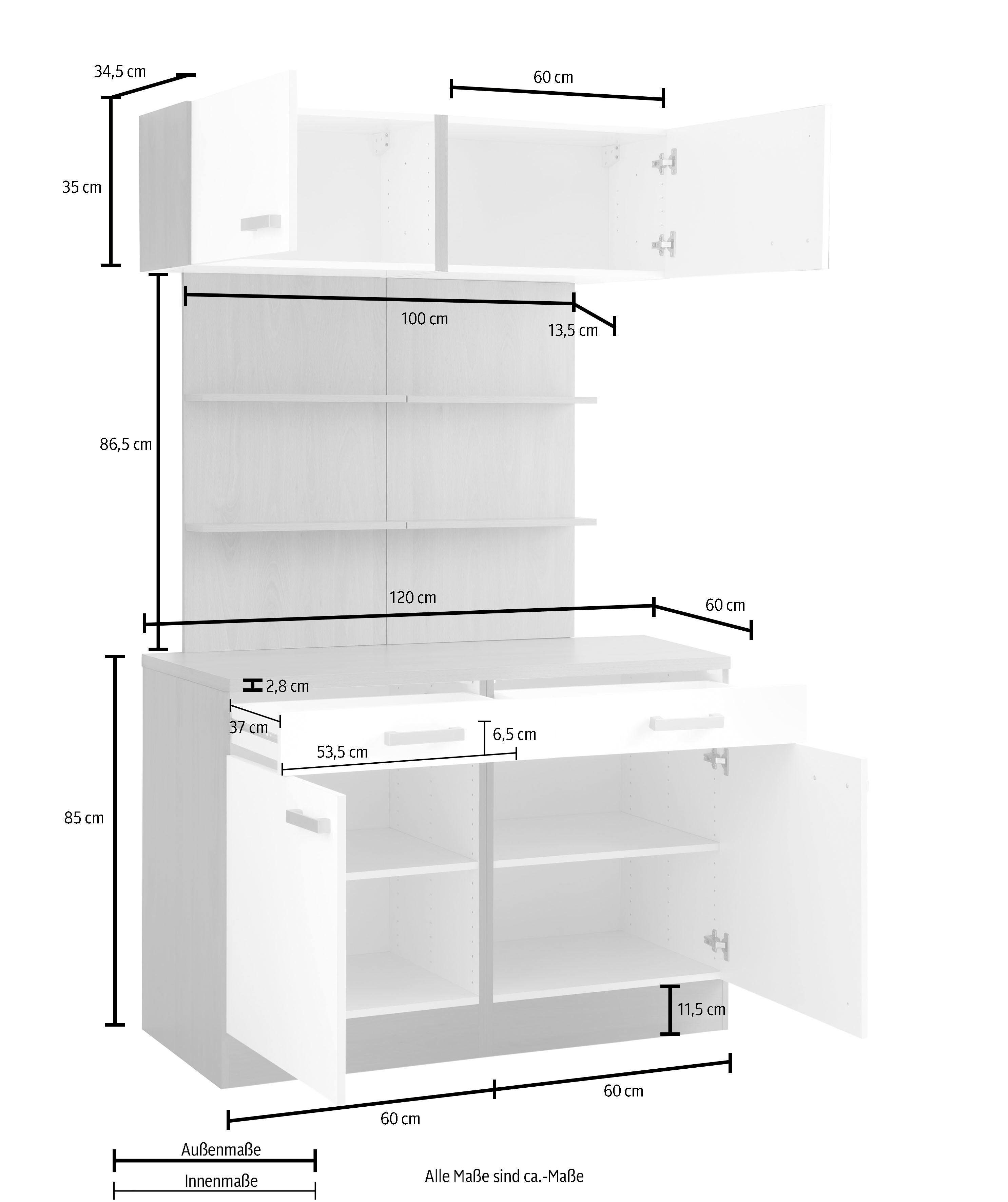OPTIFIT Buffetkast Odense 120 cm breed, voor veel bergruimte