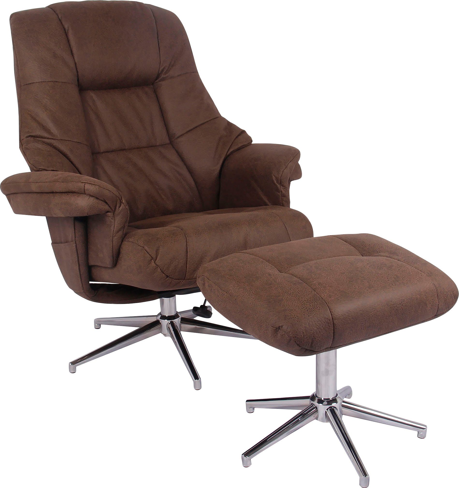 Duo Collection Relaxfauteuil BURNABY met voetenbank en relaxfunctie, 360 graden draaibaar