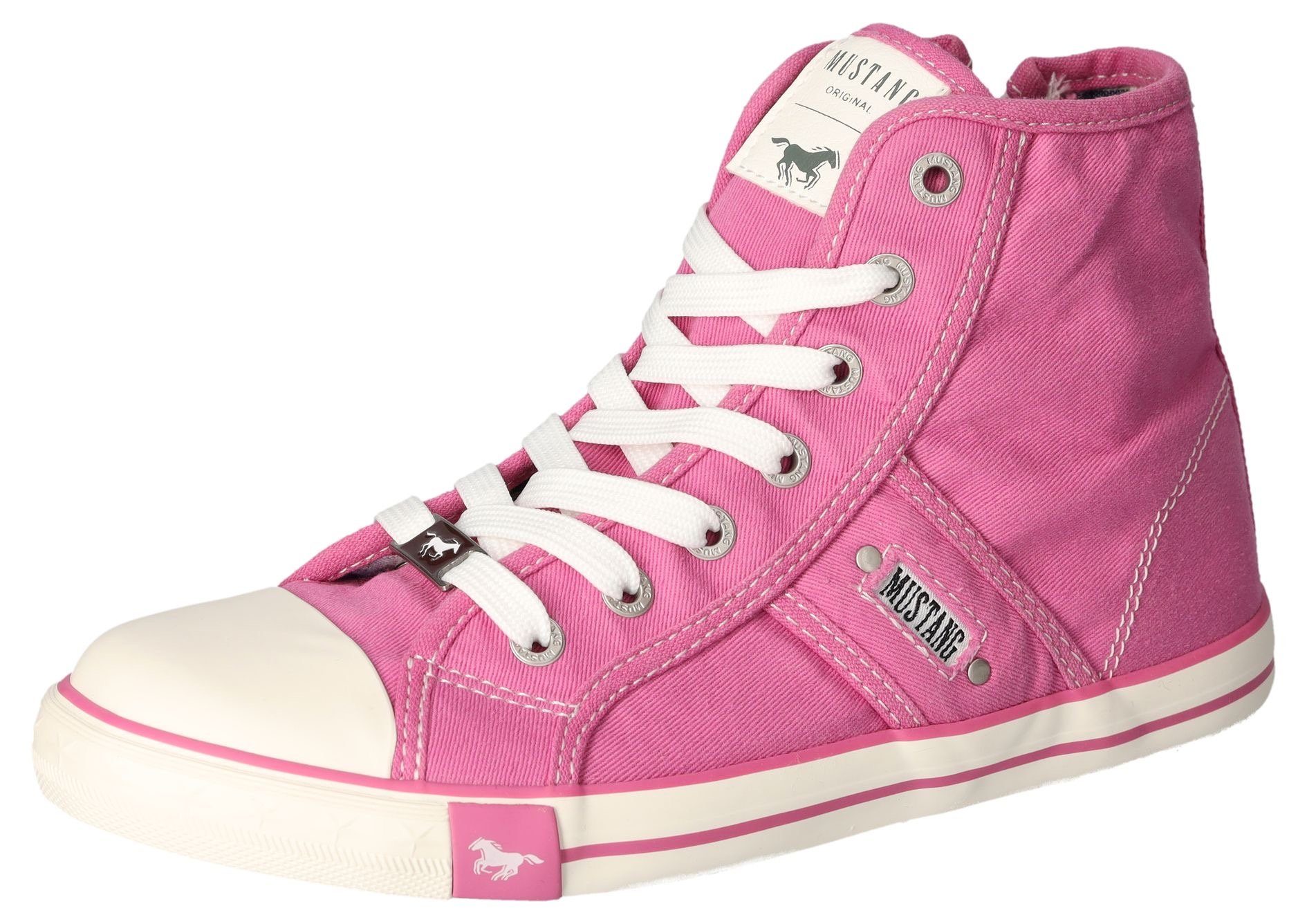 Mustang Shoes Sneakers high top-sneaker, veterschoen met label in de loopzool