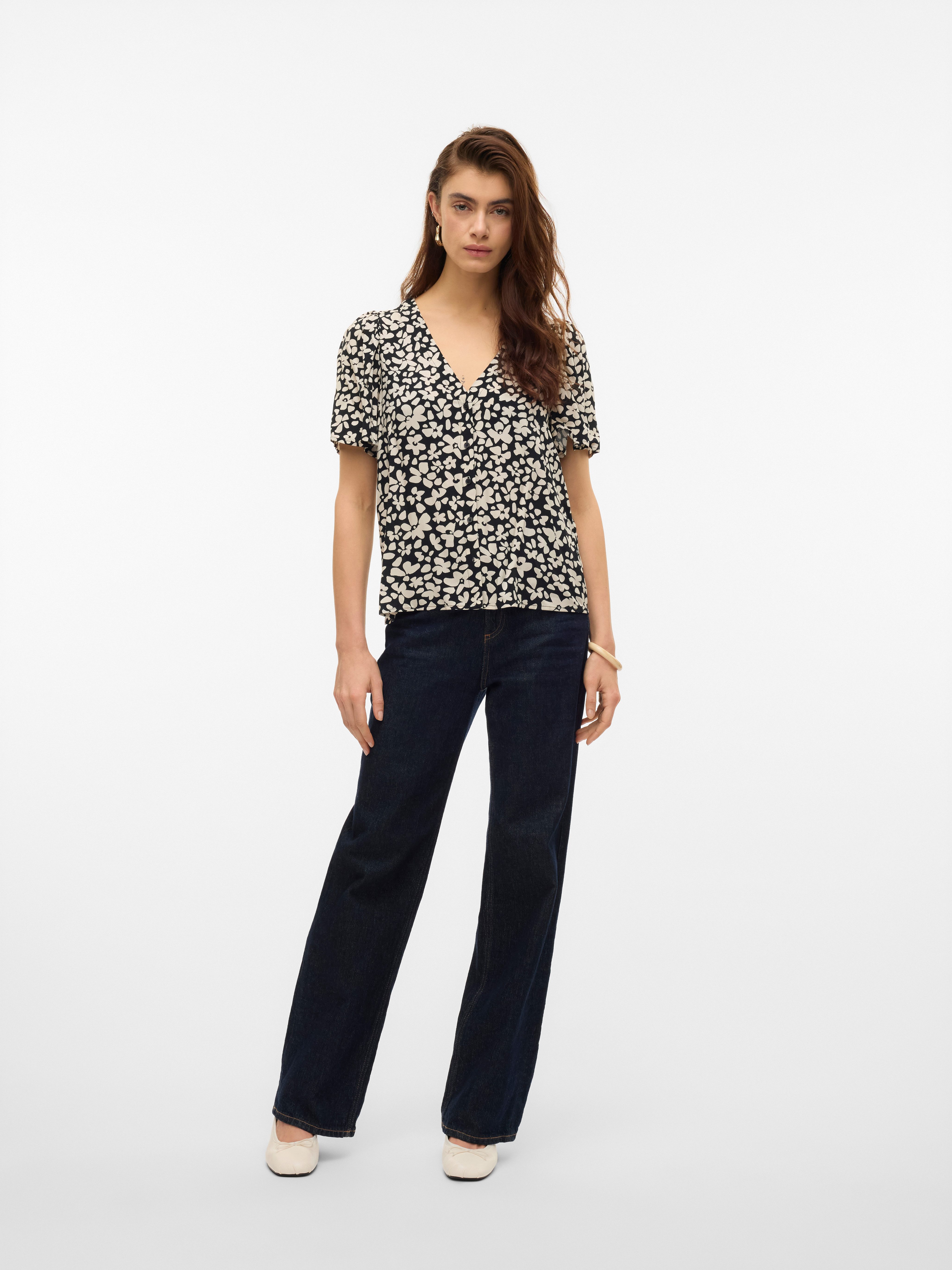 Vero Moda Blouse met korte mouwen VMALBA SS V-NECK SHIRT WVN GA