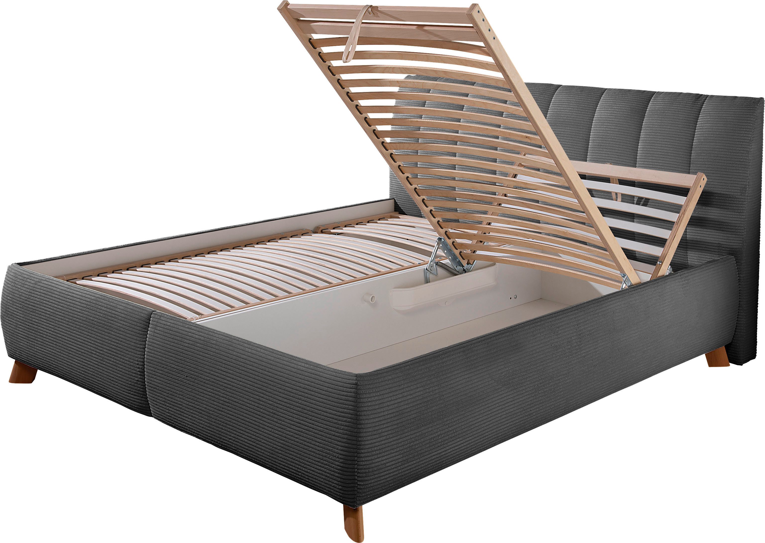 Maintal Gestoffeerd bed Hügeldorf inclusief bedlade, verkrijgbaar in h2, h3 & h4, van cord bekleding