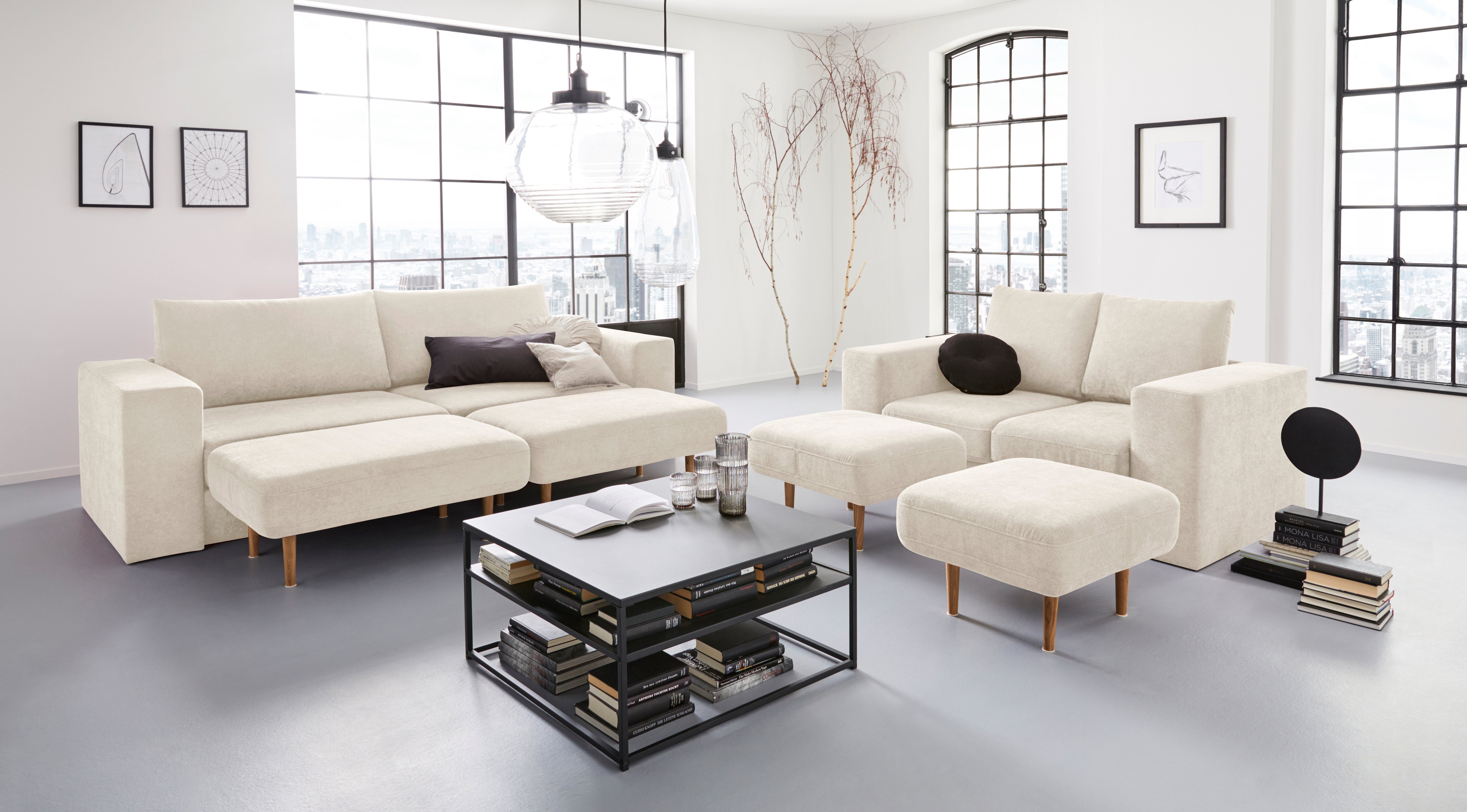 LOOKS BY WOLFGANG JOOP 4-zitsbank Looksv Aan te passen bank: de bank wordt bank met 2 hockers
