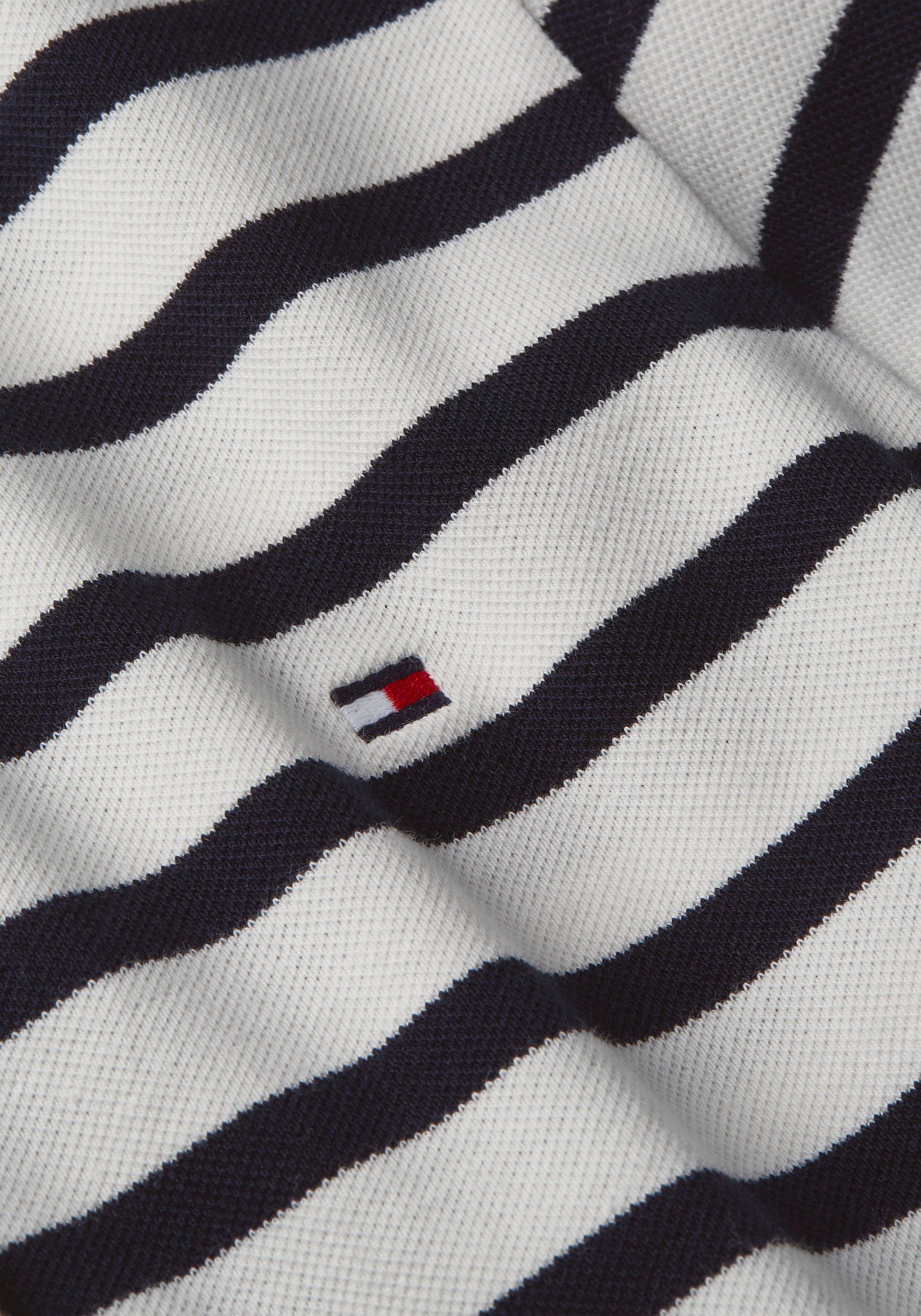 Tommy Hilfiger Poloshirt 1985 SLIM PIQUE STRIPE POLO SS met discreet geborduurd tommy hilfiger logo