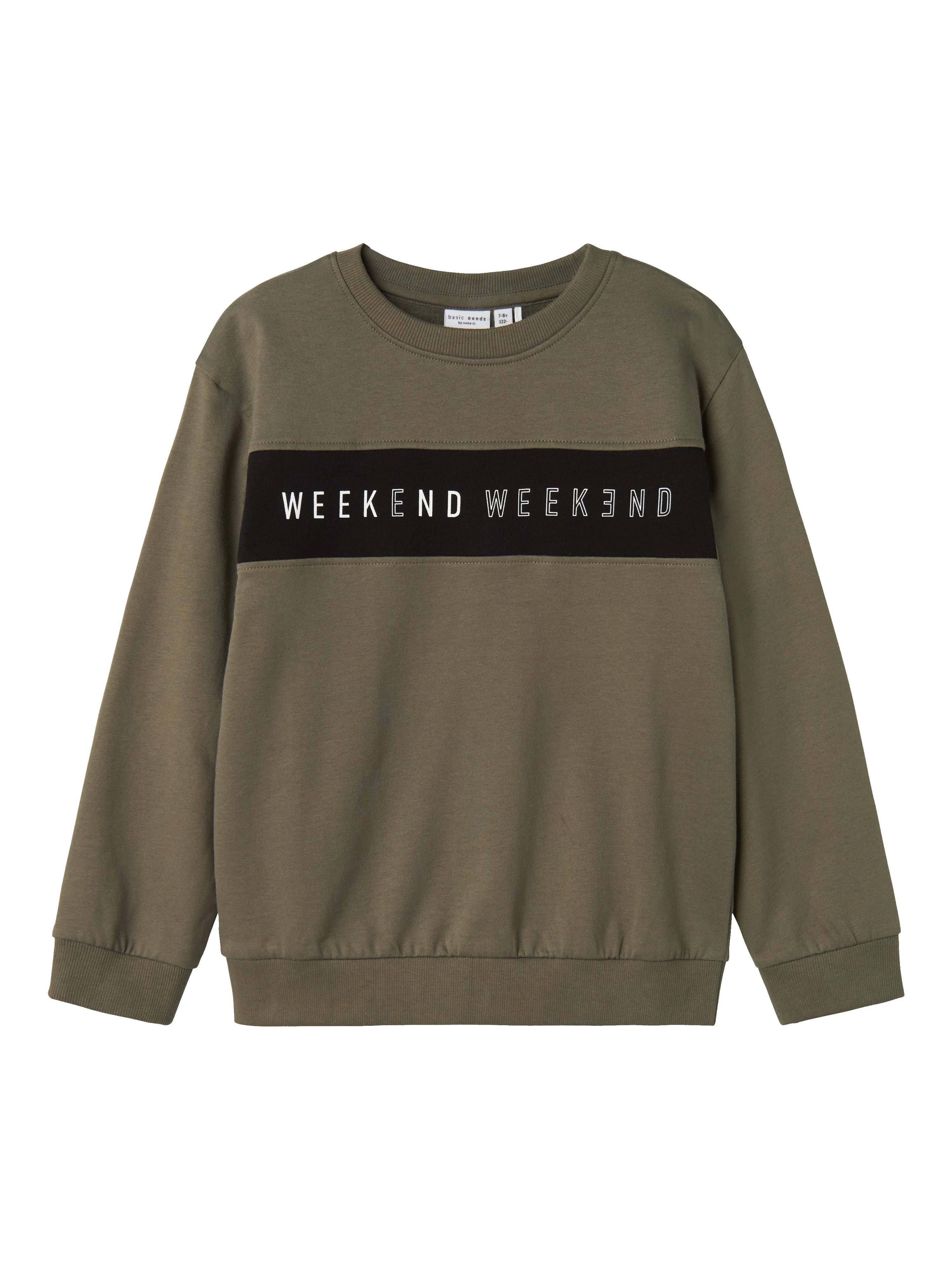 NAME IT KIDS sweater NKMVANCE met printopdruk donkergroen