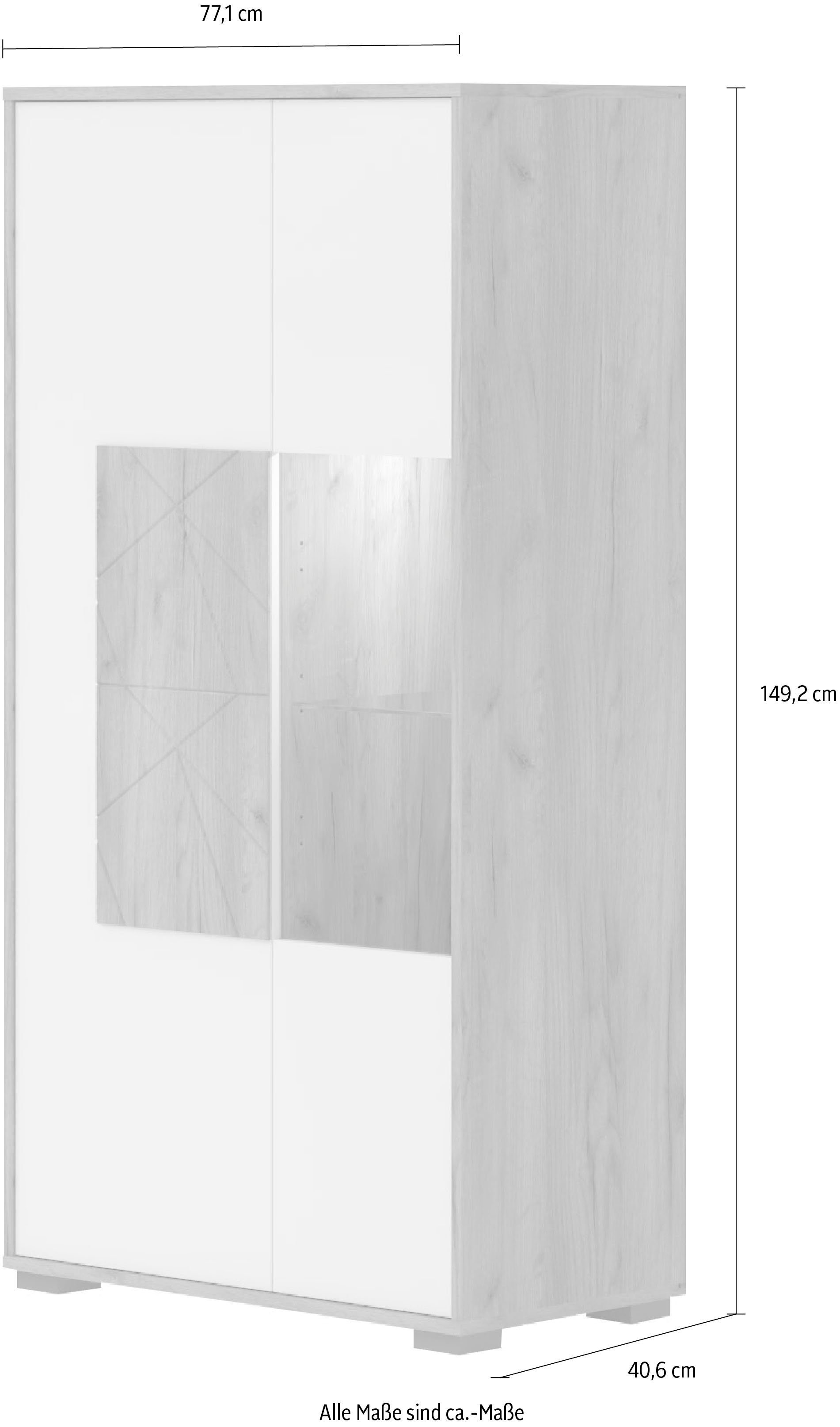Places of Style Vitrinekast Stela met push-to-open en soft-closefunctie