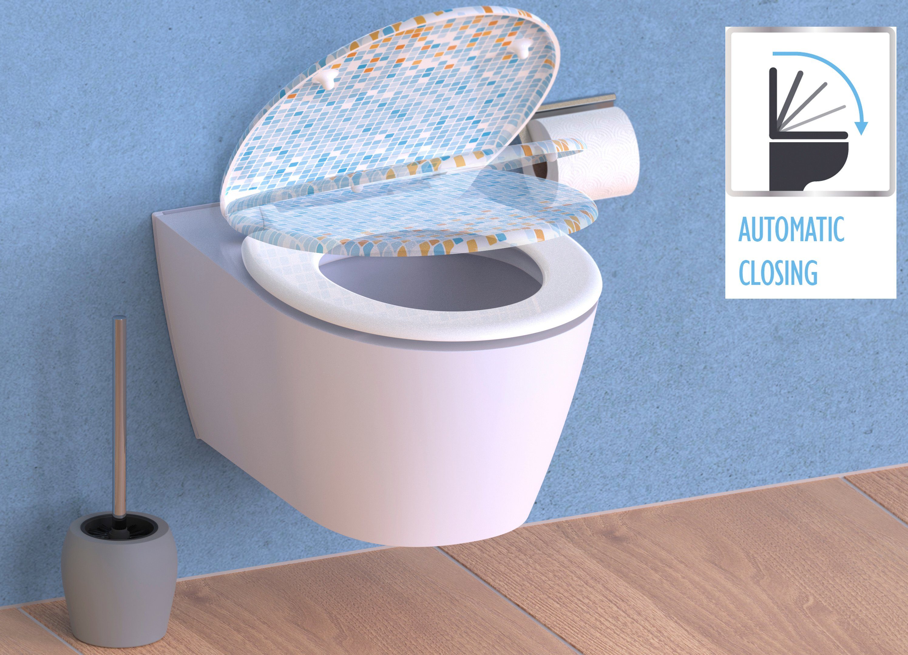 Eisl Toiletzitting Mozaïek Duroplast, softclosemechanisme, max. belasting van de toiletbril 150 kg