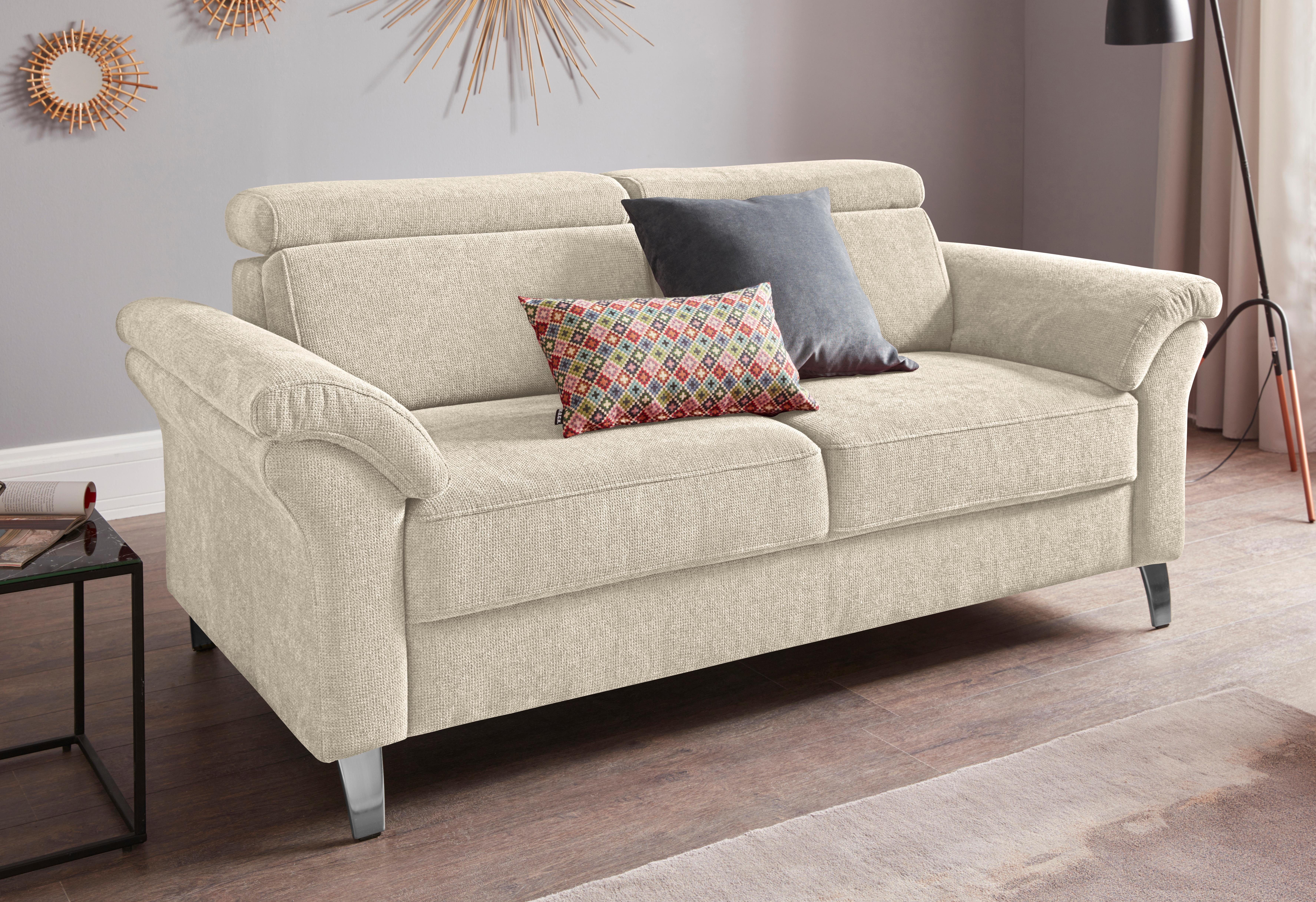 sit&more 2,5-zitsbank Arngast met binnenvering en verstelbare hoofdsteun beige, 2-zitsbanken, Achterkant bekleed met stof
