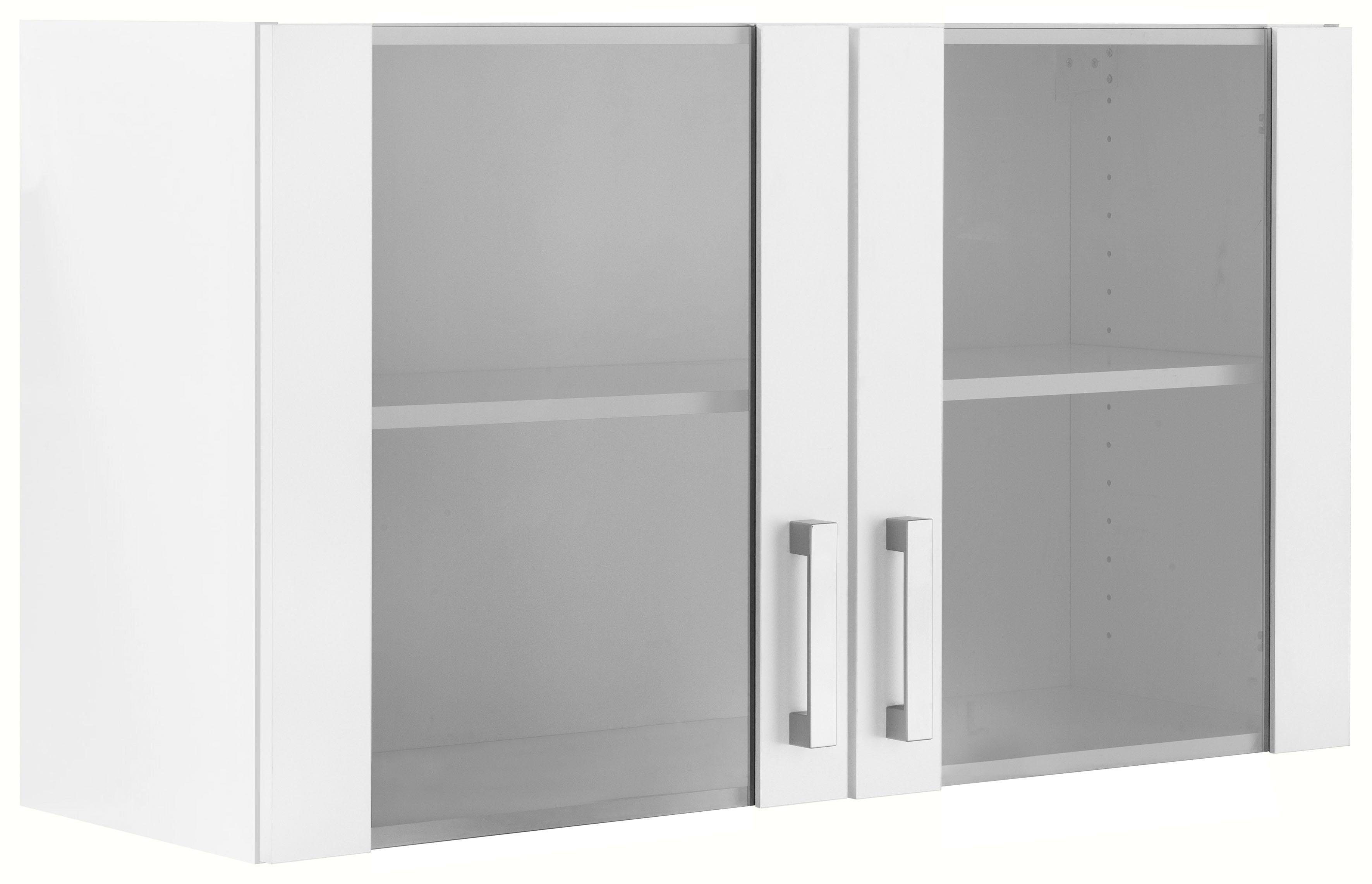 OPTIFIT Hangend kastje Odense 100 cm breed, met 2 deuren met glasinzet opbergkasten wit
