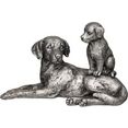 ambiente haus decoratief figuur hond met pup zilver