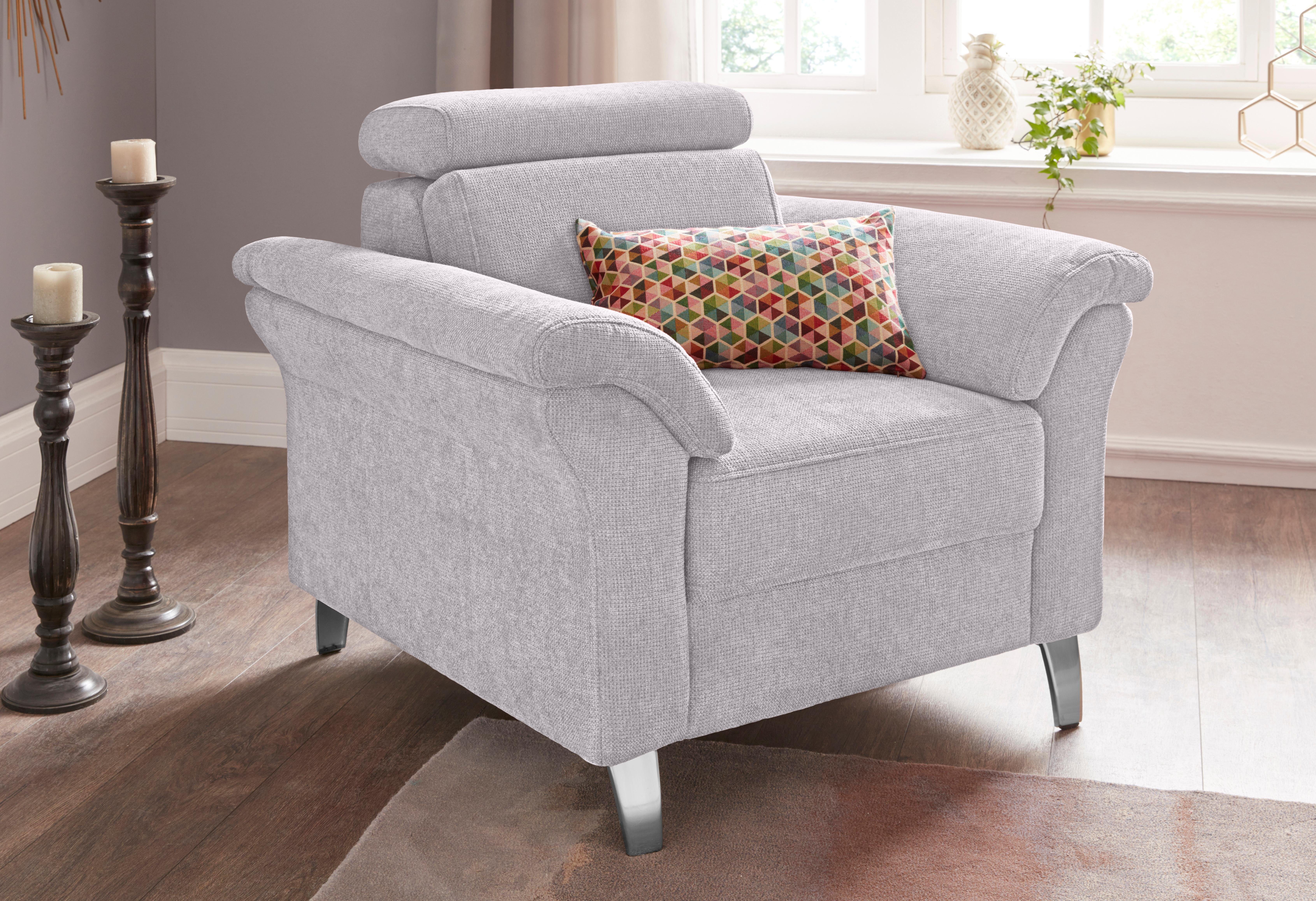 sit&more Fauteuil Arngast met binnenvering en verstelbare hoofdsteun fauteuils zilver(kleur)
