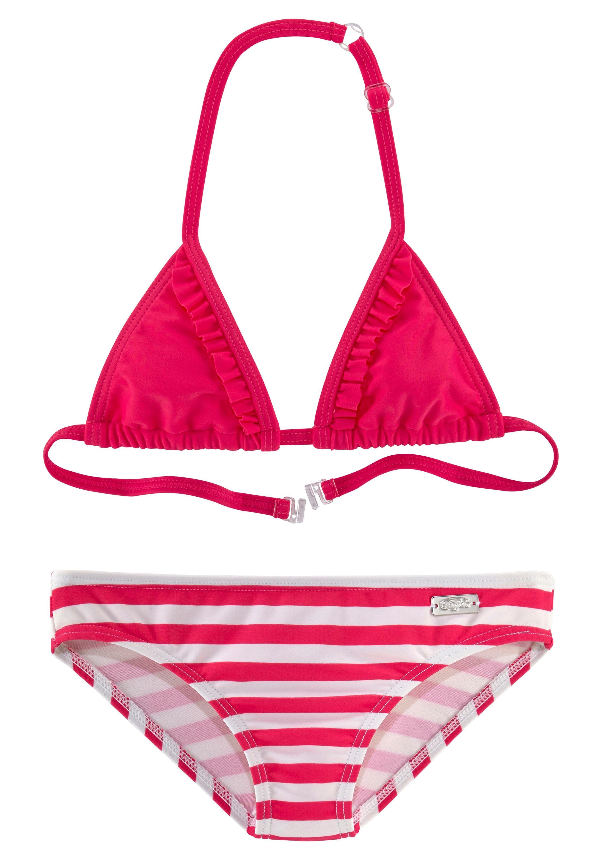 Buffalo Triangelbikini in tweekleurige optiek meisjes bikini's maat 170/176 rood