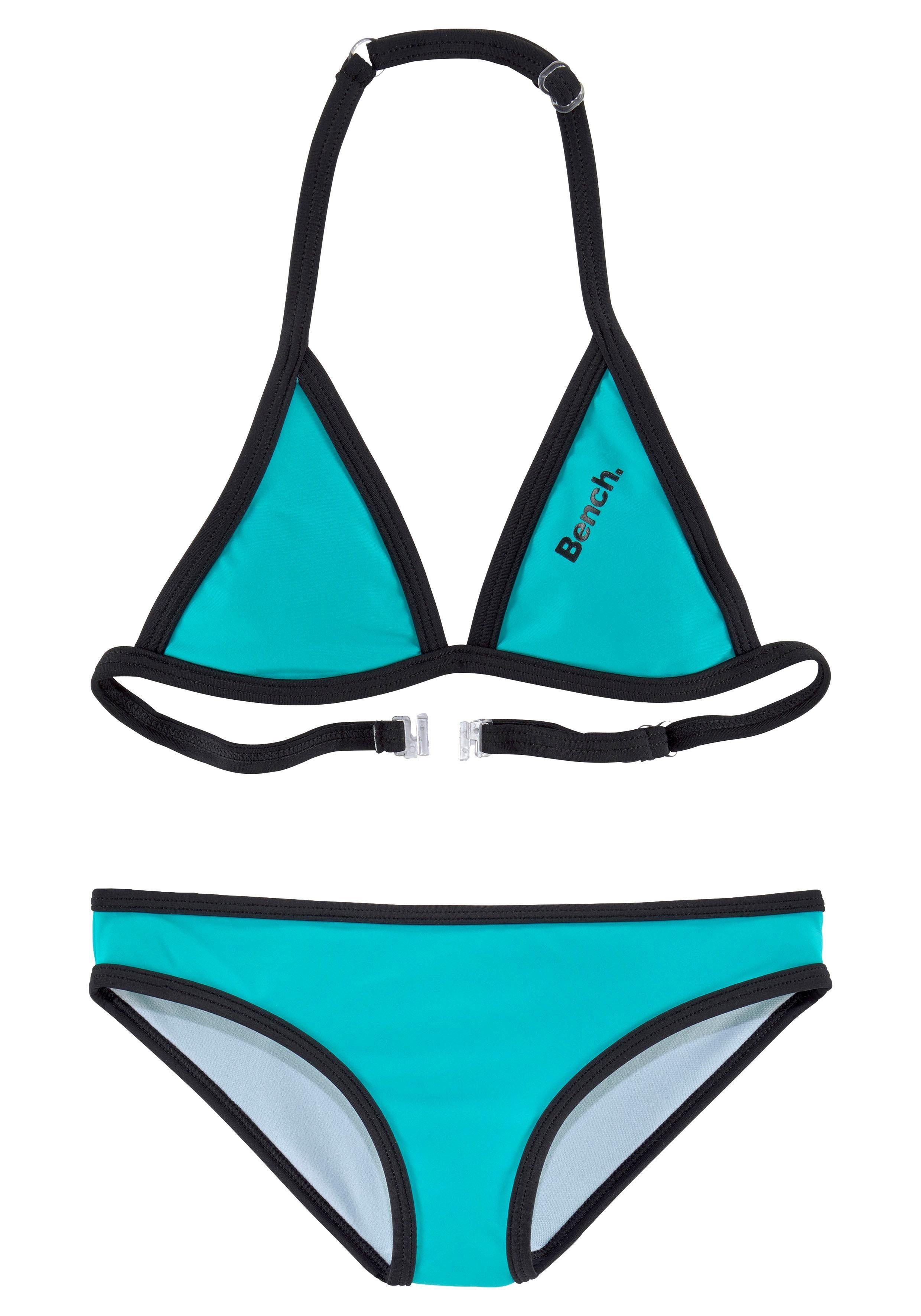 Bench. Triangelbikini met logoprint aan top en broekje meisjes bikini's maat 122/128 groen