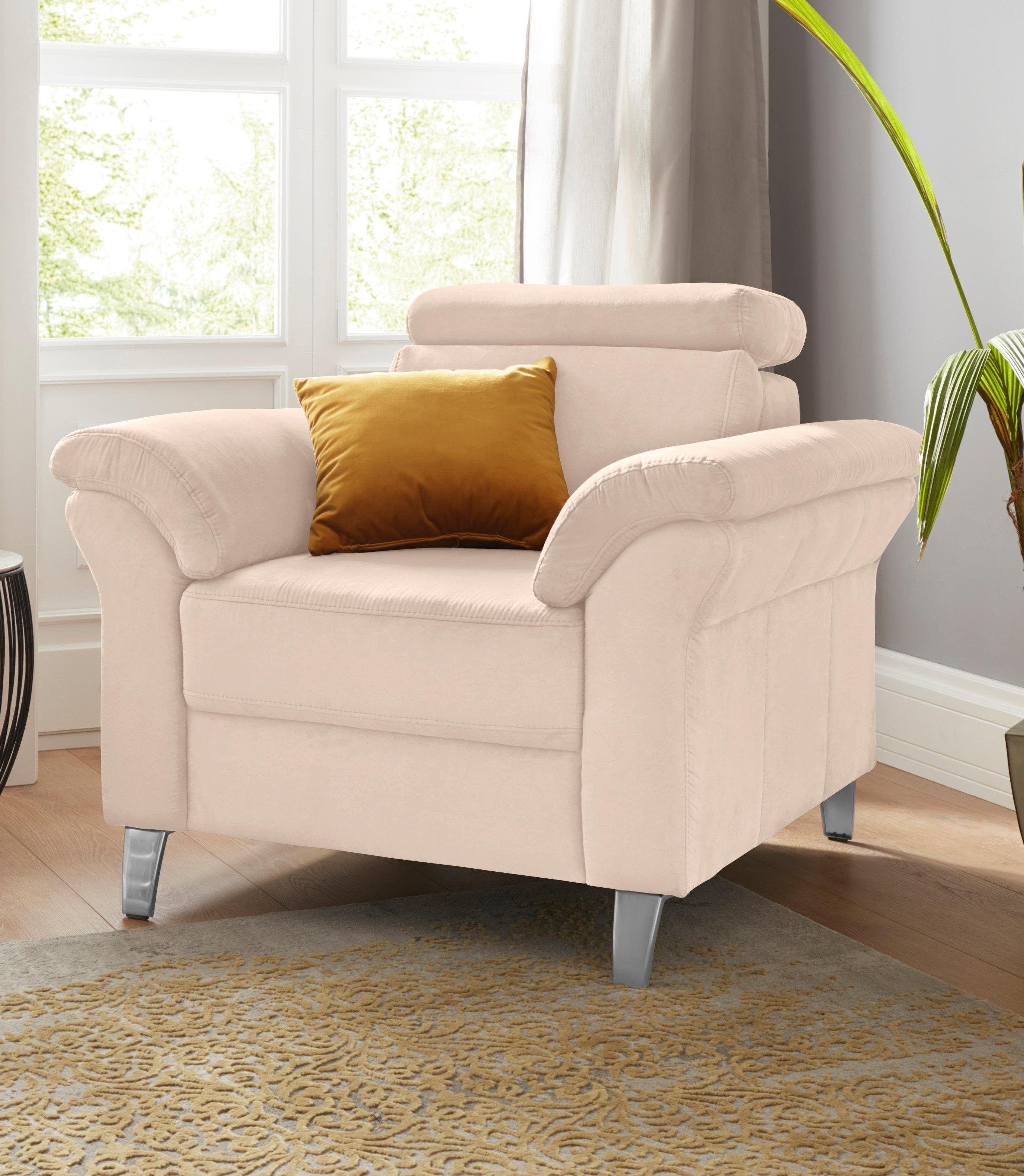 sit&more Fauteuil Arngast met binnenvering en verstelbare hoofdsteun fauteuils maat Luxe-microvezel ALTARA NUBUCK beige