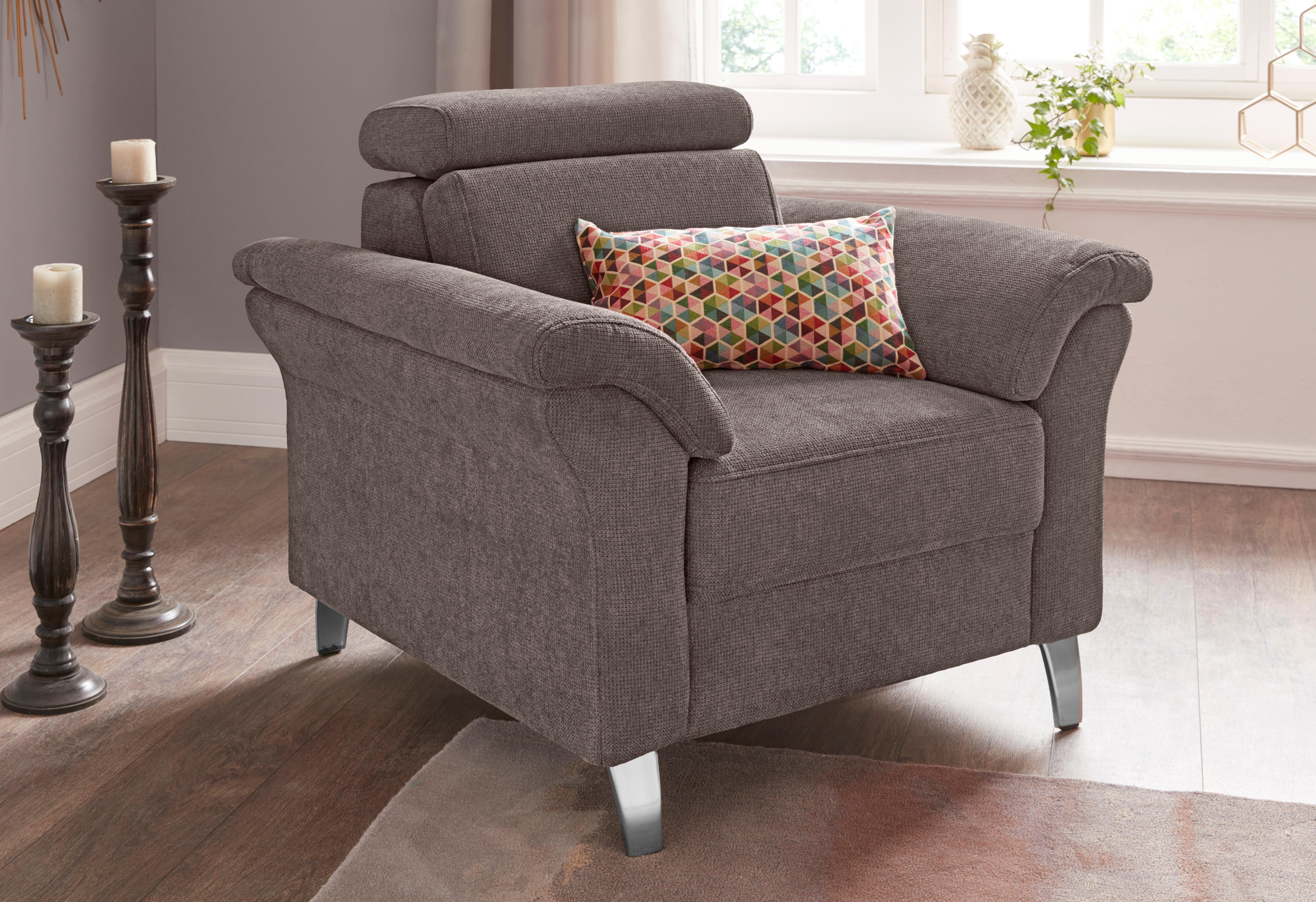 sit&more Fauteuil Arngast met binnenvering en verstelbare hoofdsteun fauteuils bruin