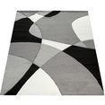paco home vloerkleed diamond 664 3d-design, korte pool met geometrisch motief, woonkamer zwart