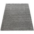 paco home vloerkleed twister 500 uni hoogpolige shaggy met hoge draaddichtheid, woonkamer grijs