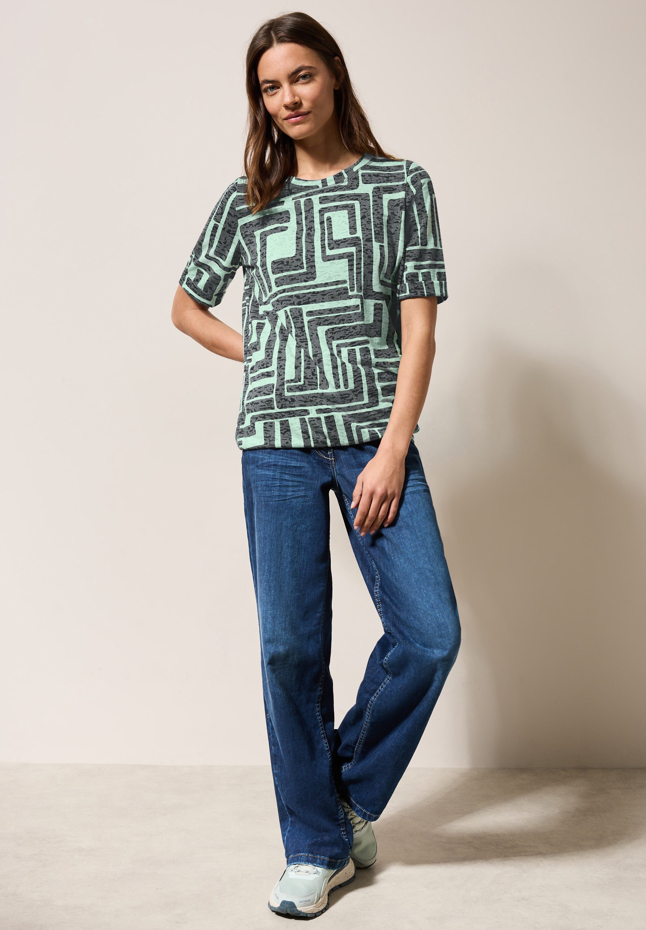 Cecil T-shirt in burnout-optiek, met patroon