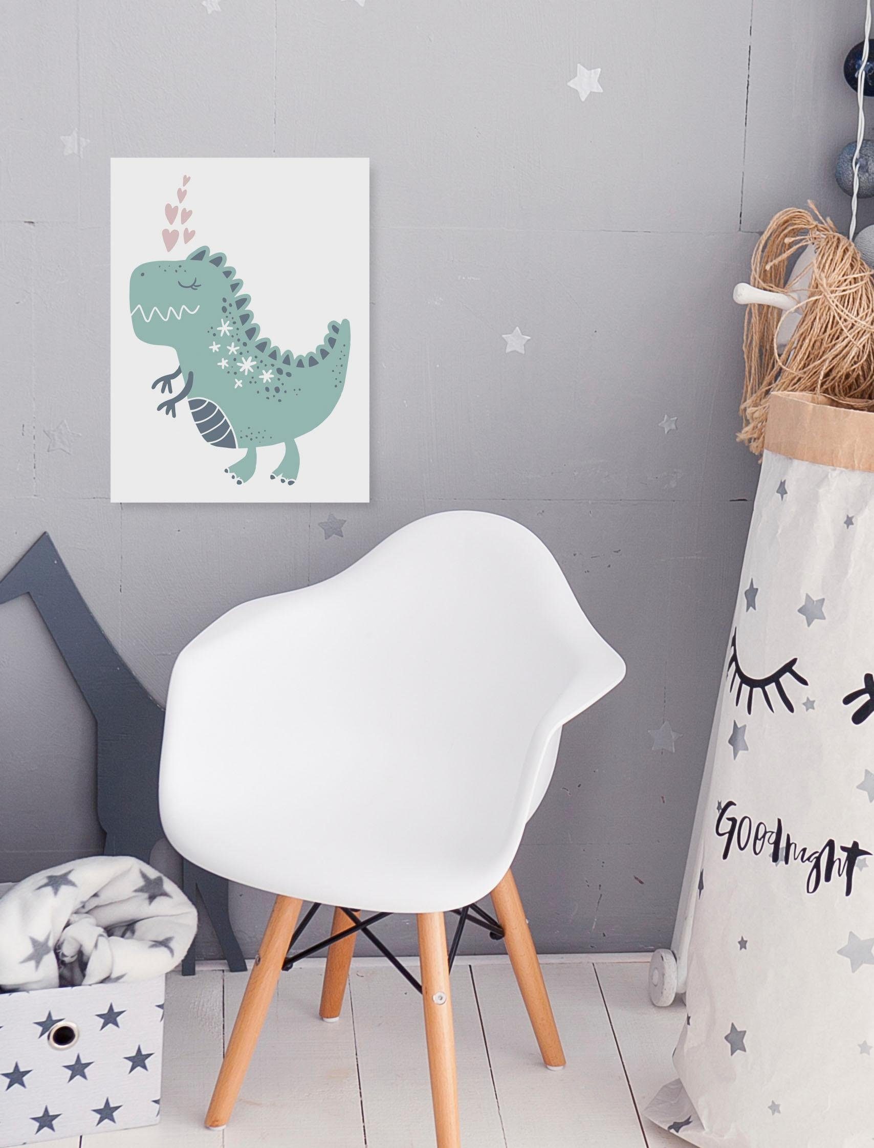 Lüttenhütt Artprint op linnen Draak Premium canvasstof, handgemaakt in Duitsland, kindermotief