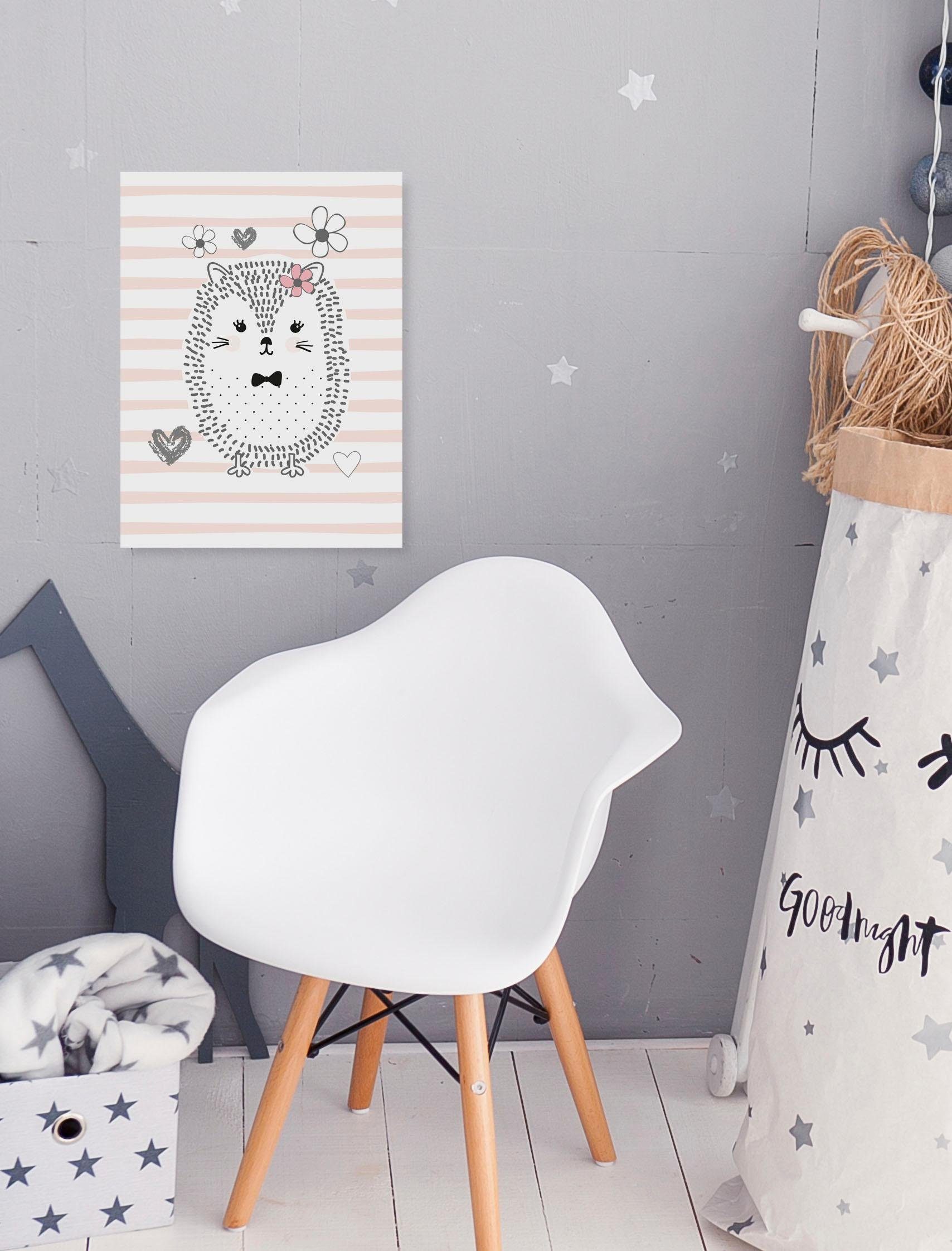 Lüttenhütt Artprint op linnen Egel Premium canvasstof, handgemaakt in Duitsland, kindermotief