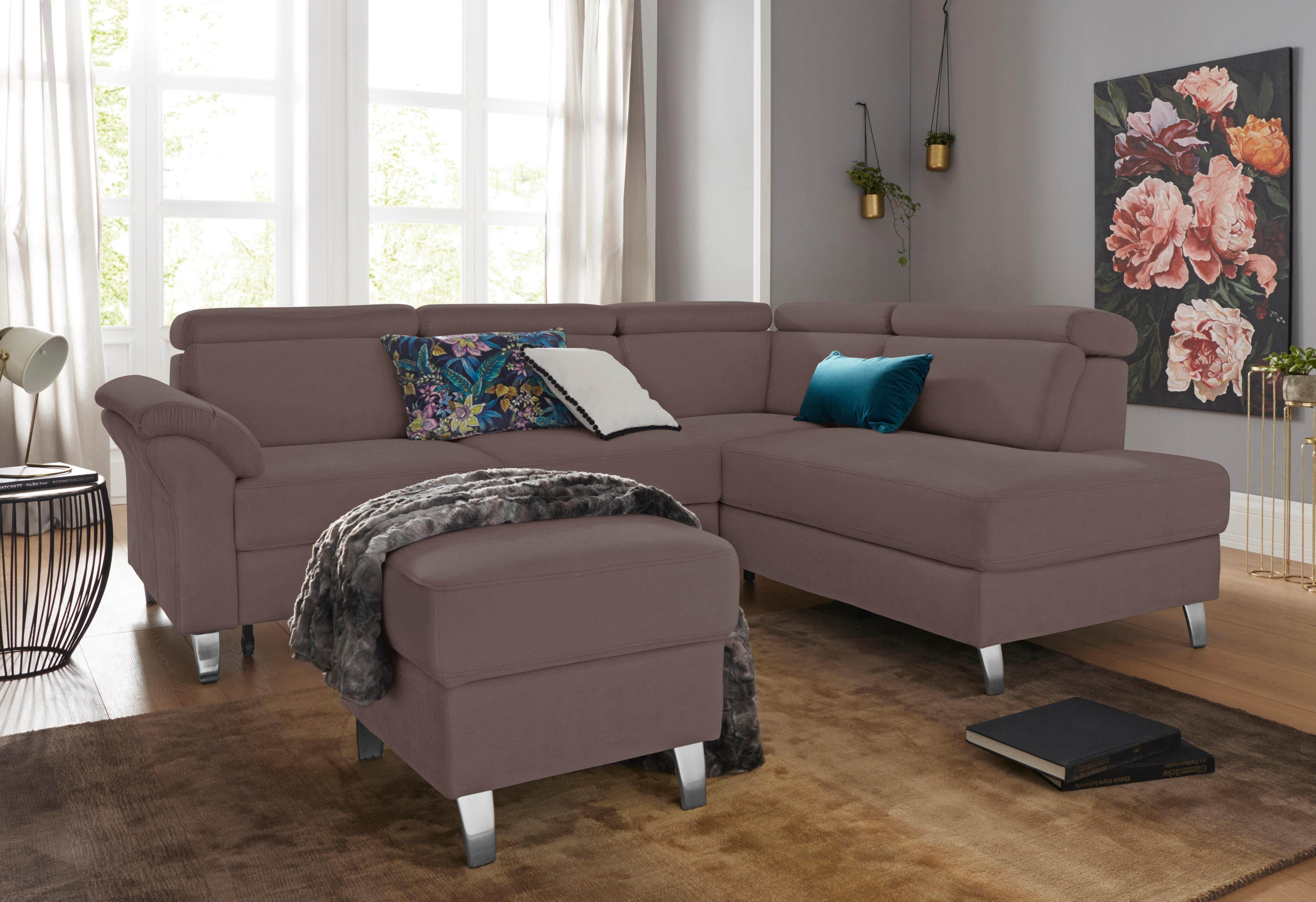 sit&more Hoekbank Arngast L-vorm met verstelbare hoofdsteun en binnenvering