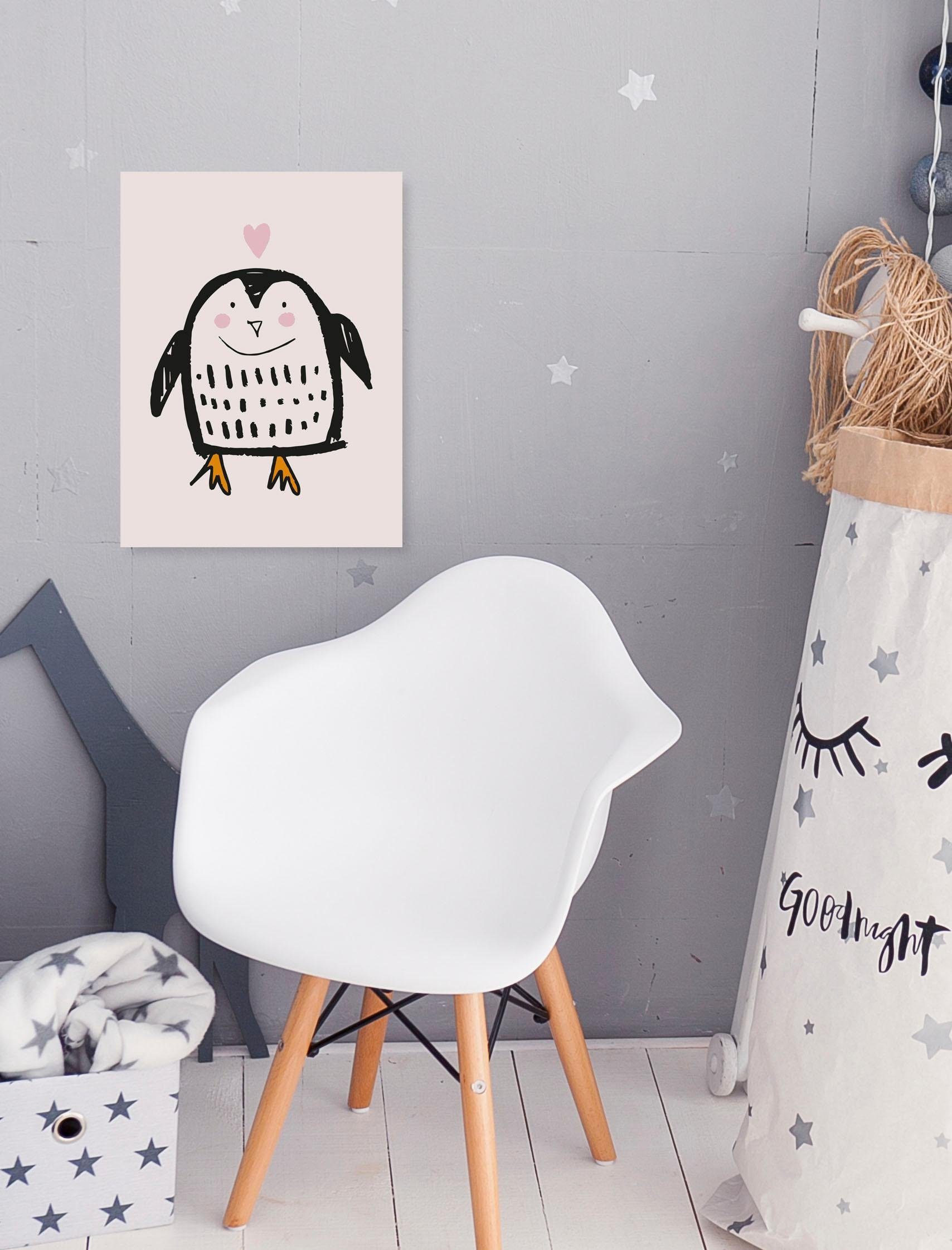 Lüttenhütt Artprint op linnen Pinguin Premium canvasstof, handgemaakt in Duitsland, kindermotief