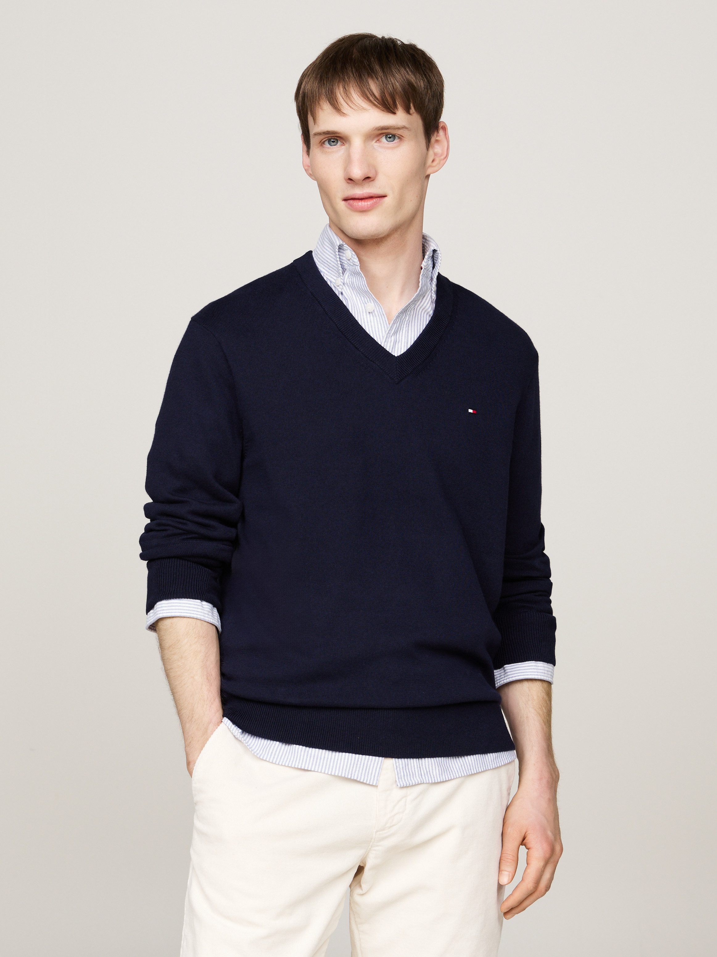 Tommy Hilfiger Trui met V-hals PIMA ORG CTN CASHMERE V NECK
