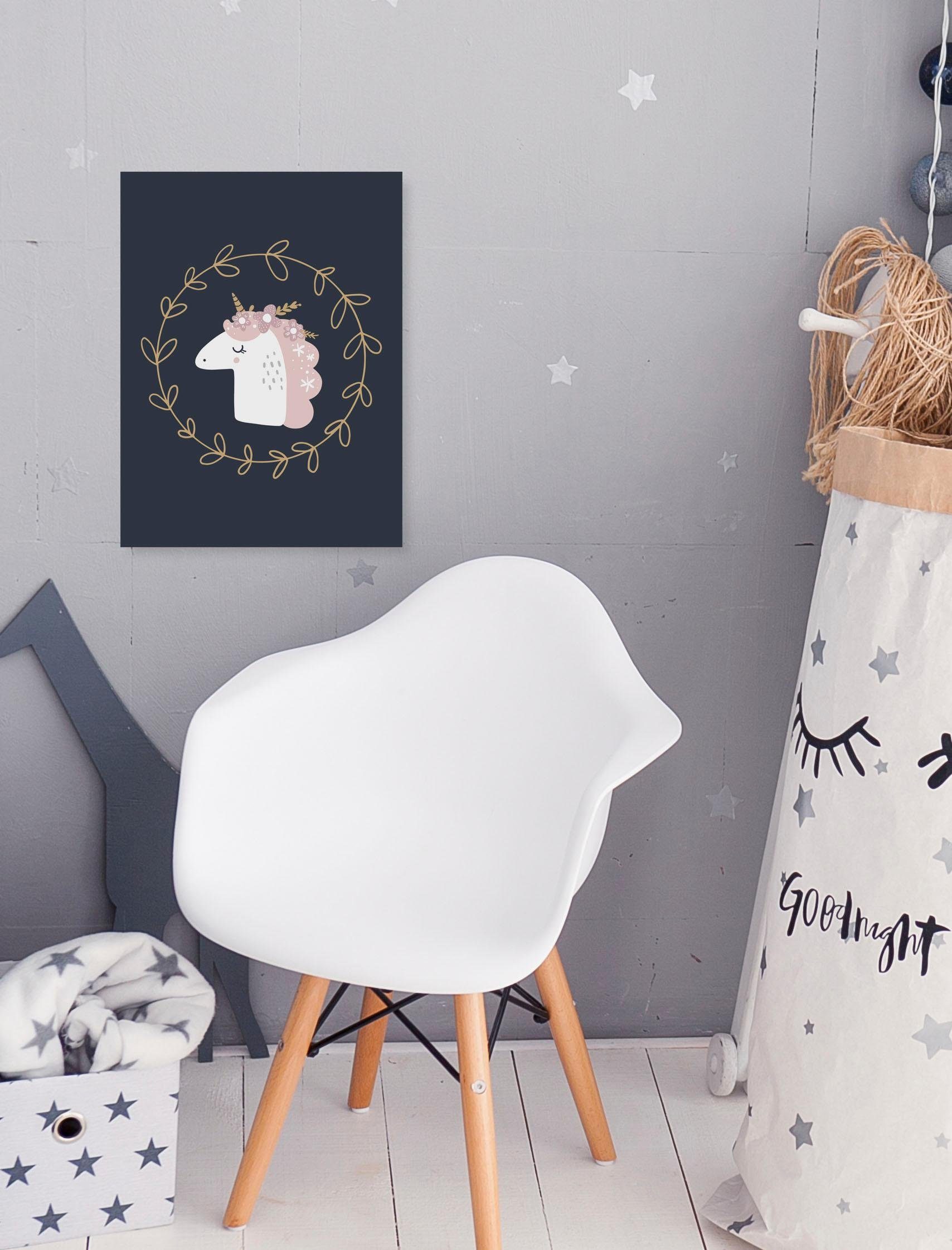 queence Artprint op linnen Eenhoorn Premium canvasstof, handgemaakt in Duitsland