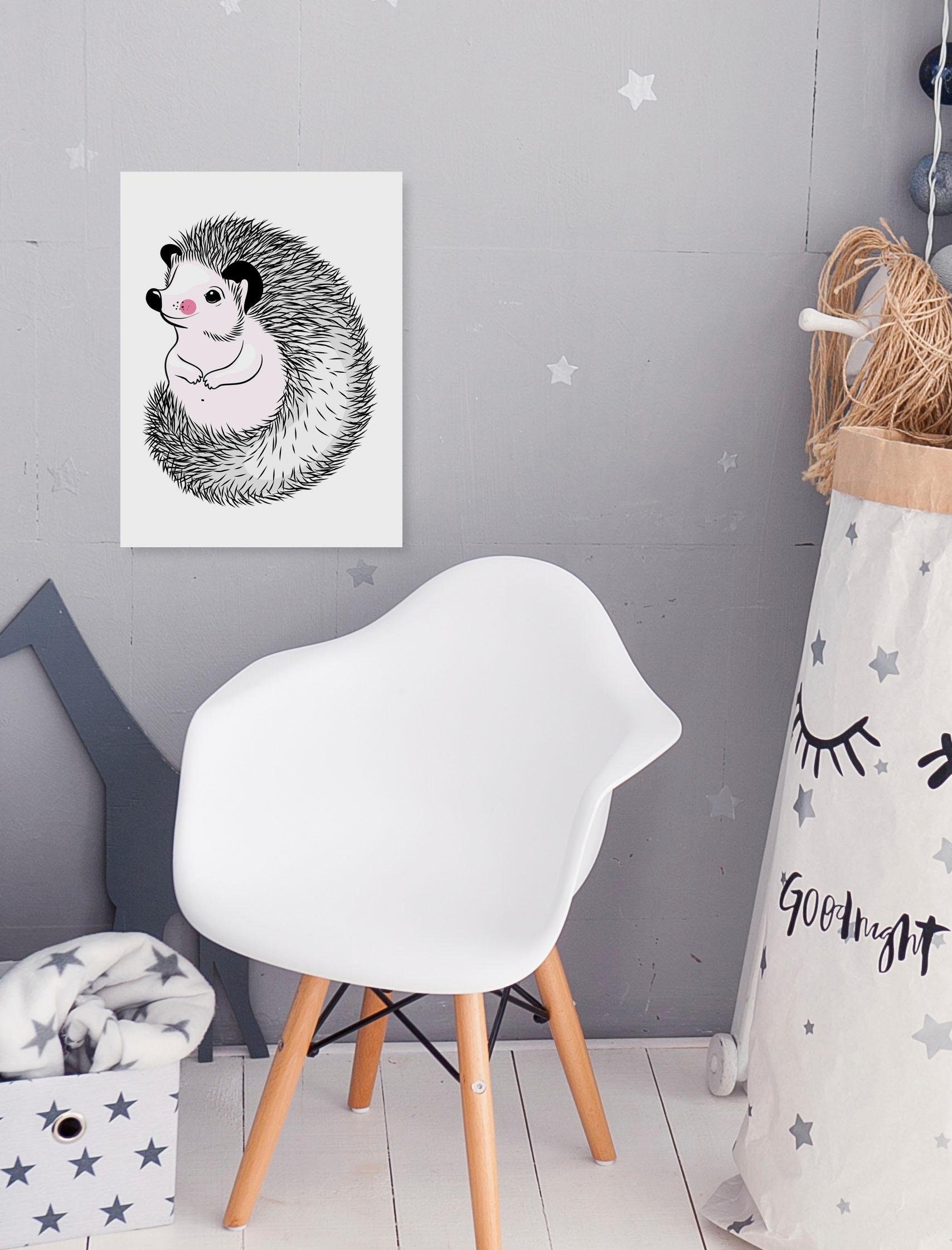 queence Artprint op linnen Egel Premium canvasstof, handgemaakt in Duitsland