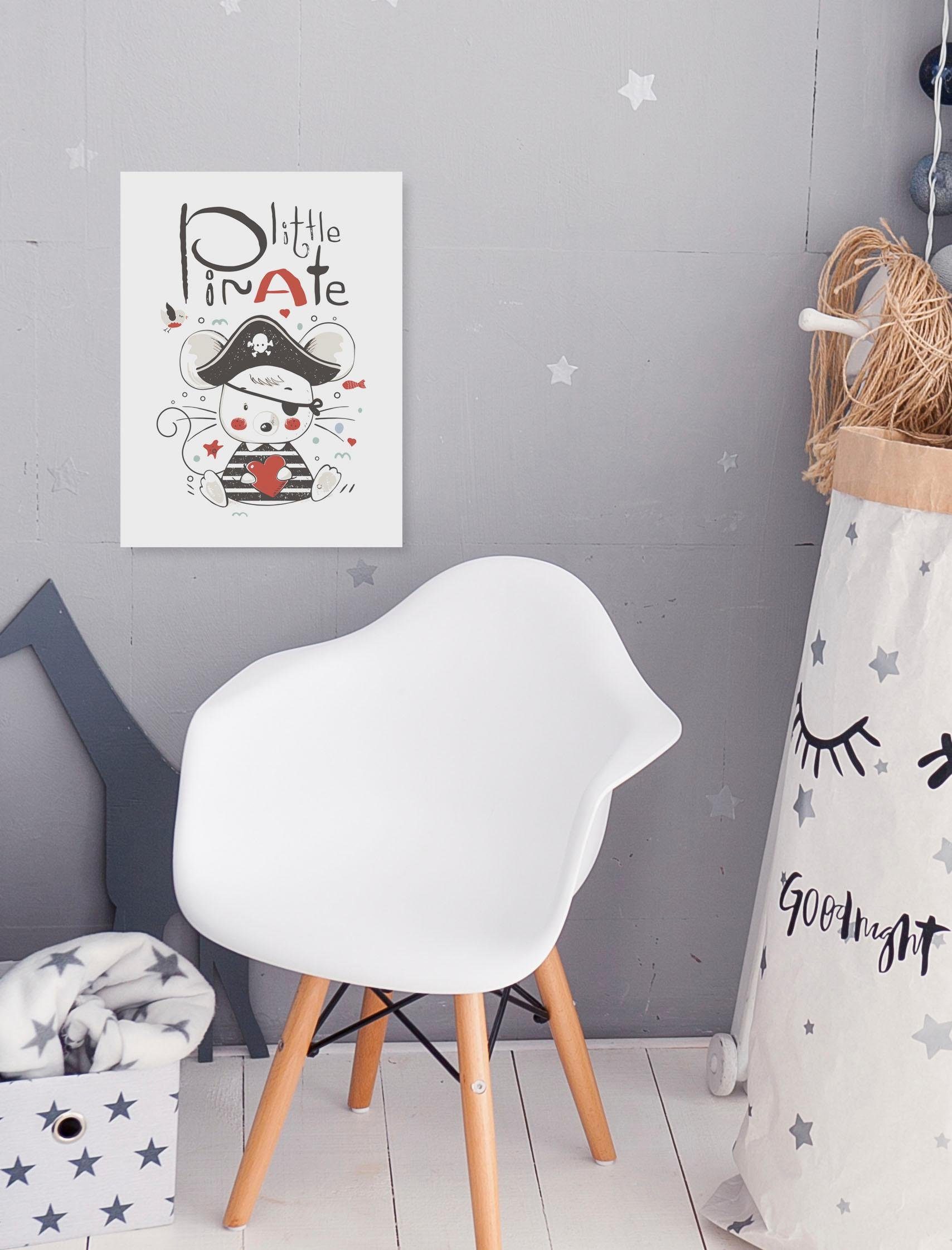 queence Artprint op linnen Little Pirate Premium canvasstof, handgemaakt in Duitsland