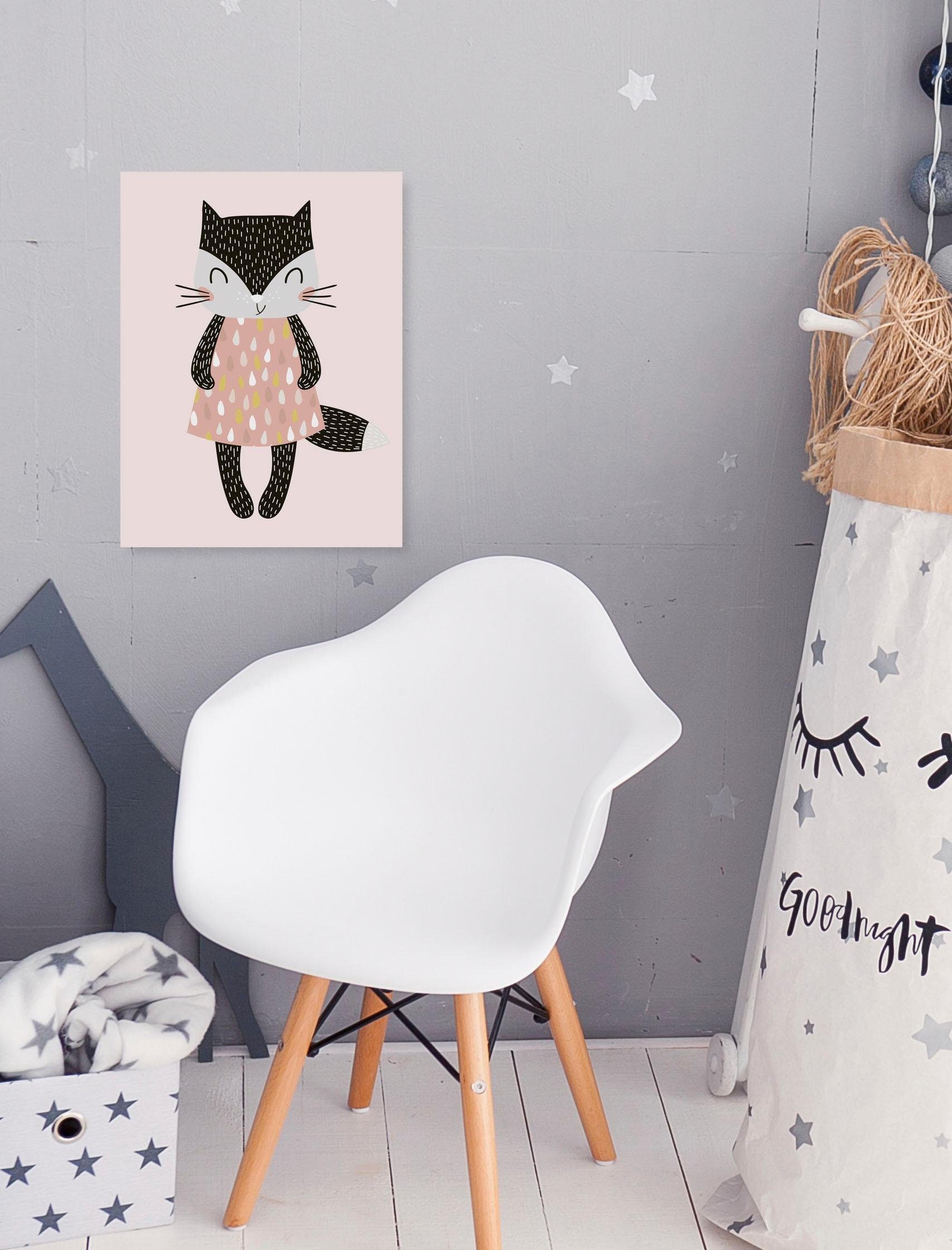 Lüttenhütt Artprint op linnen Kat Premium canvasstof, handgemaakt in Duitsland, kindermotief