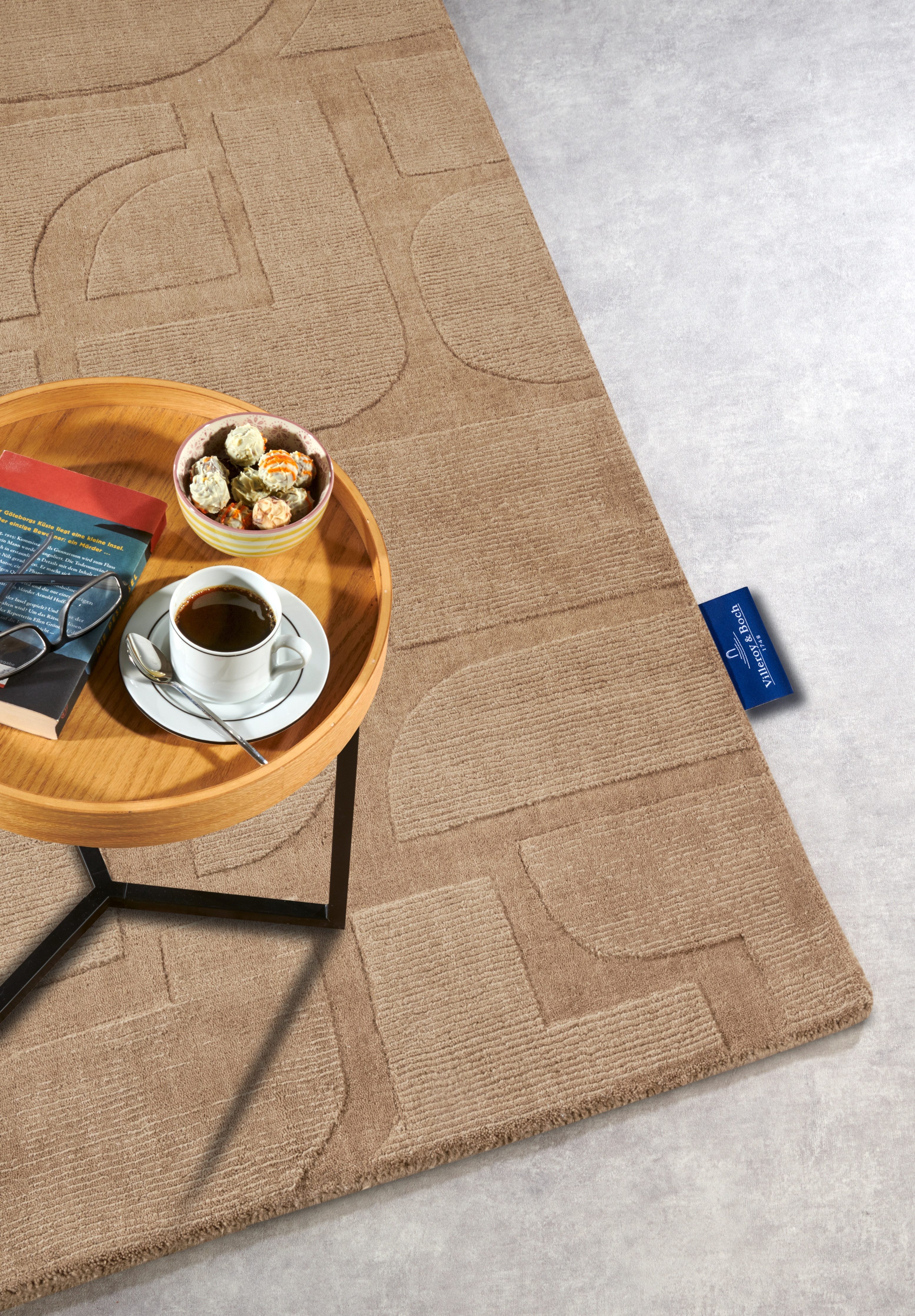 Villeroy & Boch Wollen kleed Alexis Handgeweven, wol, natuur, woonkamer, geometrie, boho, design