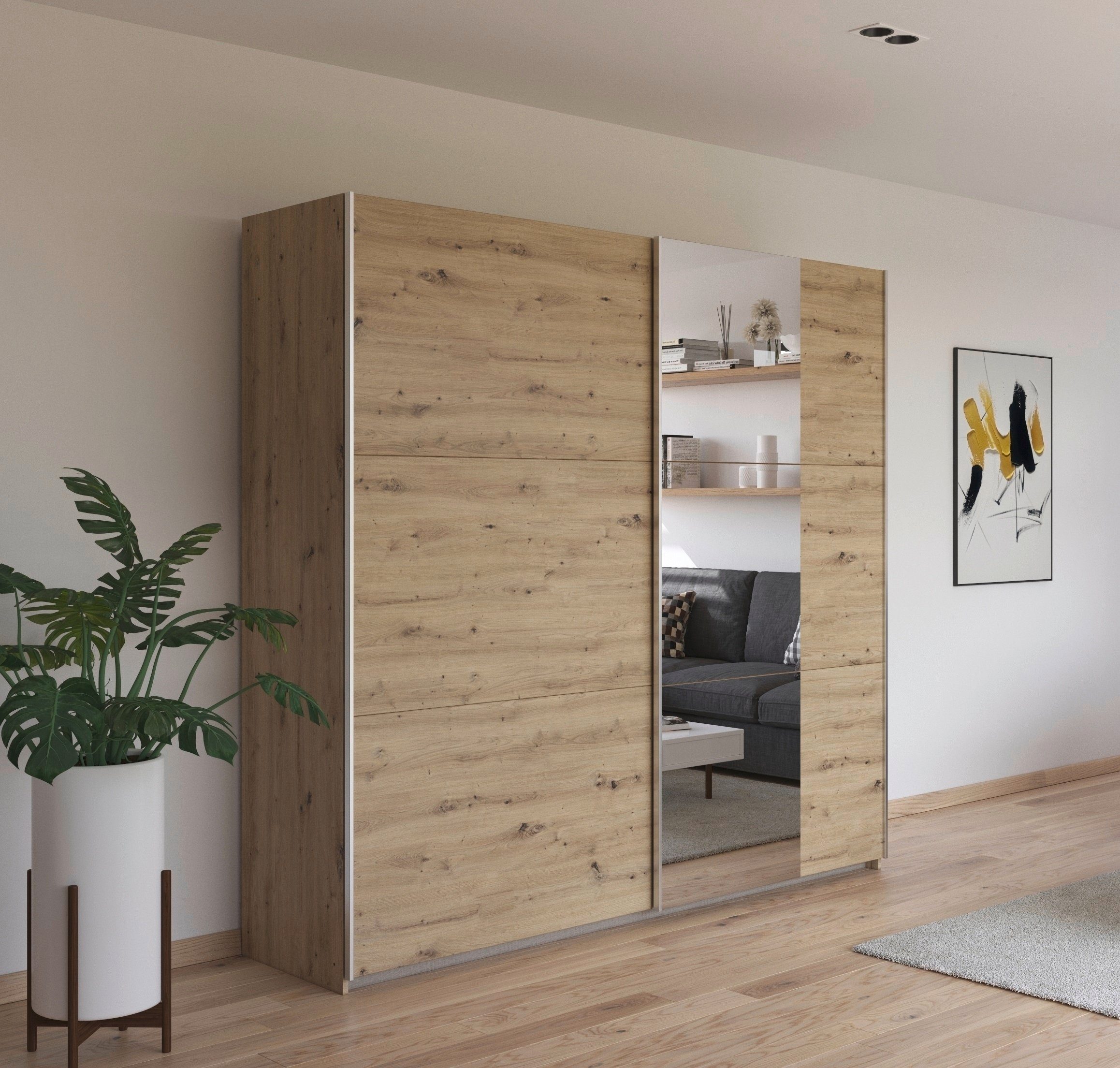 rauch Schuifdeurkast Kledingkast garderobe TOPSELLER AURELIO met 3 uitrustingsvarianten 3 verschillende uitrustingsvarianten handgrepen van metaal made in germany