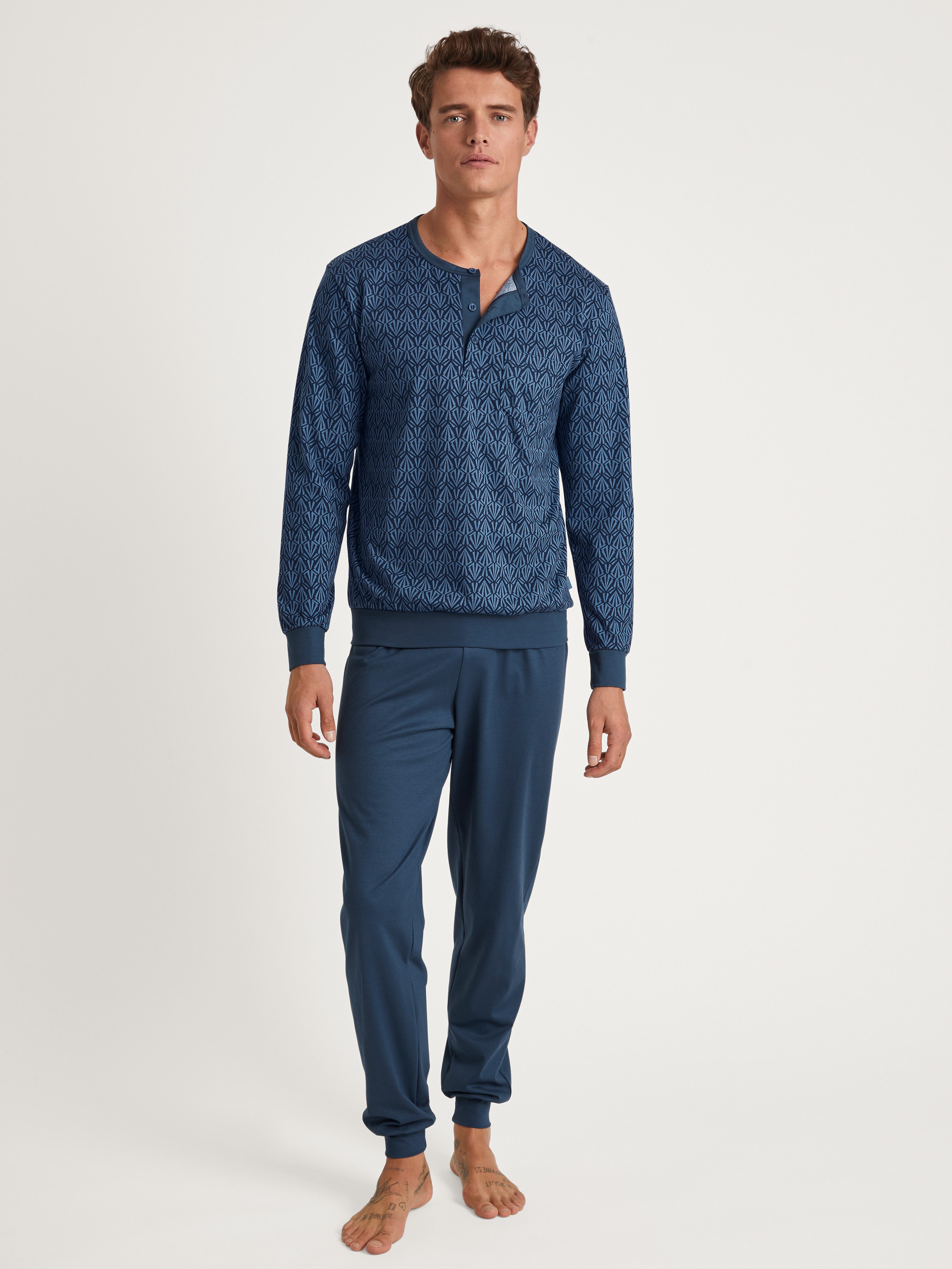 CALIDA Pyjama Relax Imprint 2 met korte knoopsluiting (2-delig)