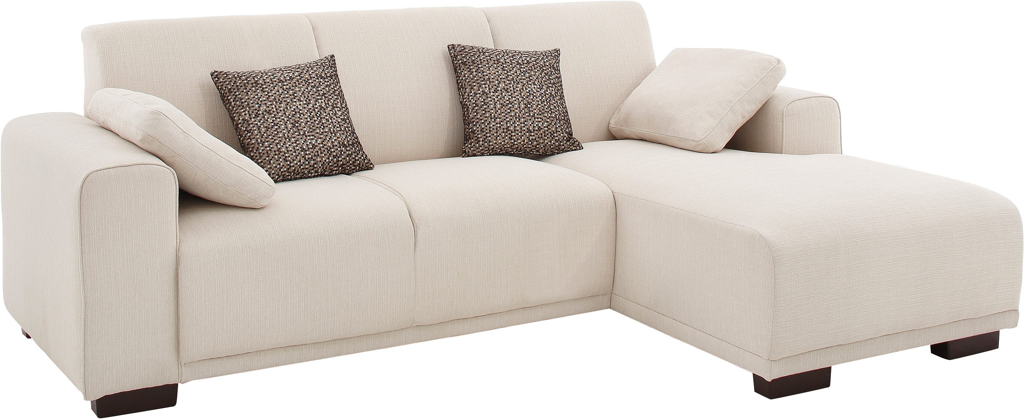 Home affaire Hoekbank BORNHOLM L-vorm met chaise longue, afmetingen B/D/H: 234/162/85 cm Recamiere links of rechts bestelbaar, golfvering, inclusief 2 kussens