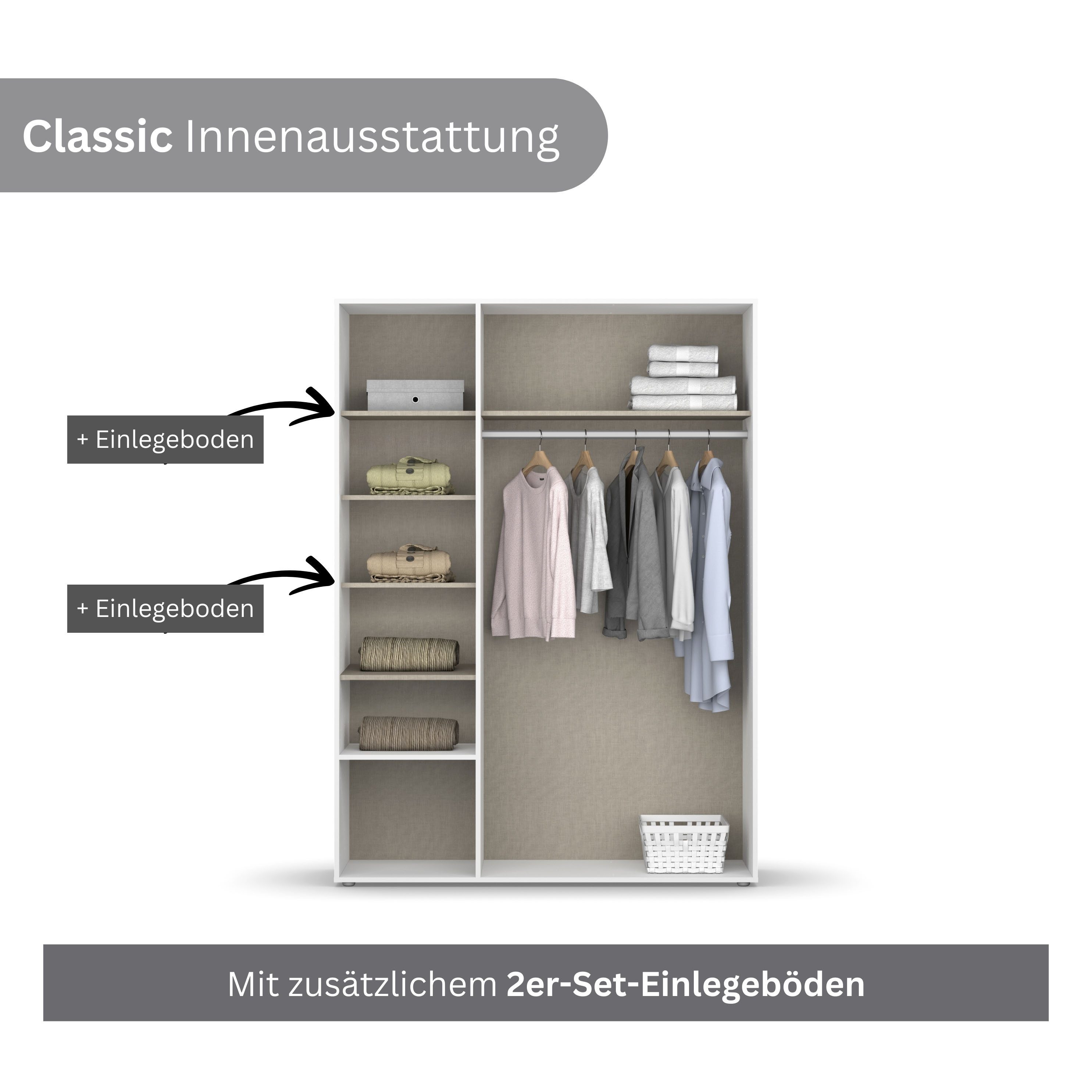 rauch Draaideurkast Kledingkast kast garderobe linnenkast VOYAGER moderne grepen in grijs metallic met buitenlades made in germany
