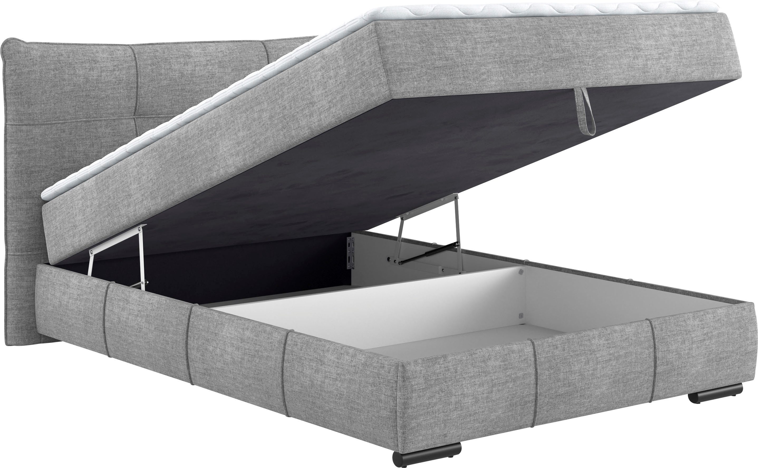 Mr. Couch Boxspring Brewdley met bedkist, incl. matras Topmatras en sierkussen, in verschillende hardheden beschikbaar