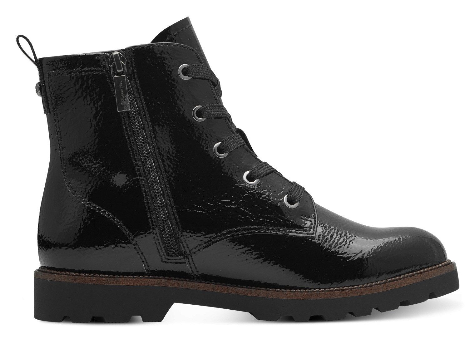 Tamaris Veterschoenen blokhak, veterschoen, enkellaars in vegan verwerking