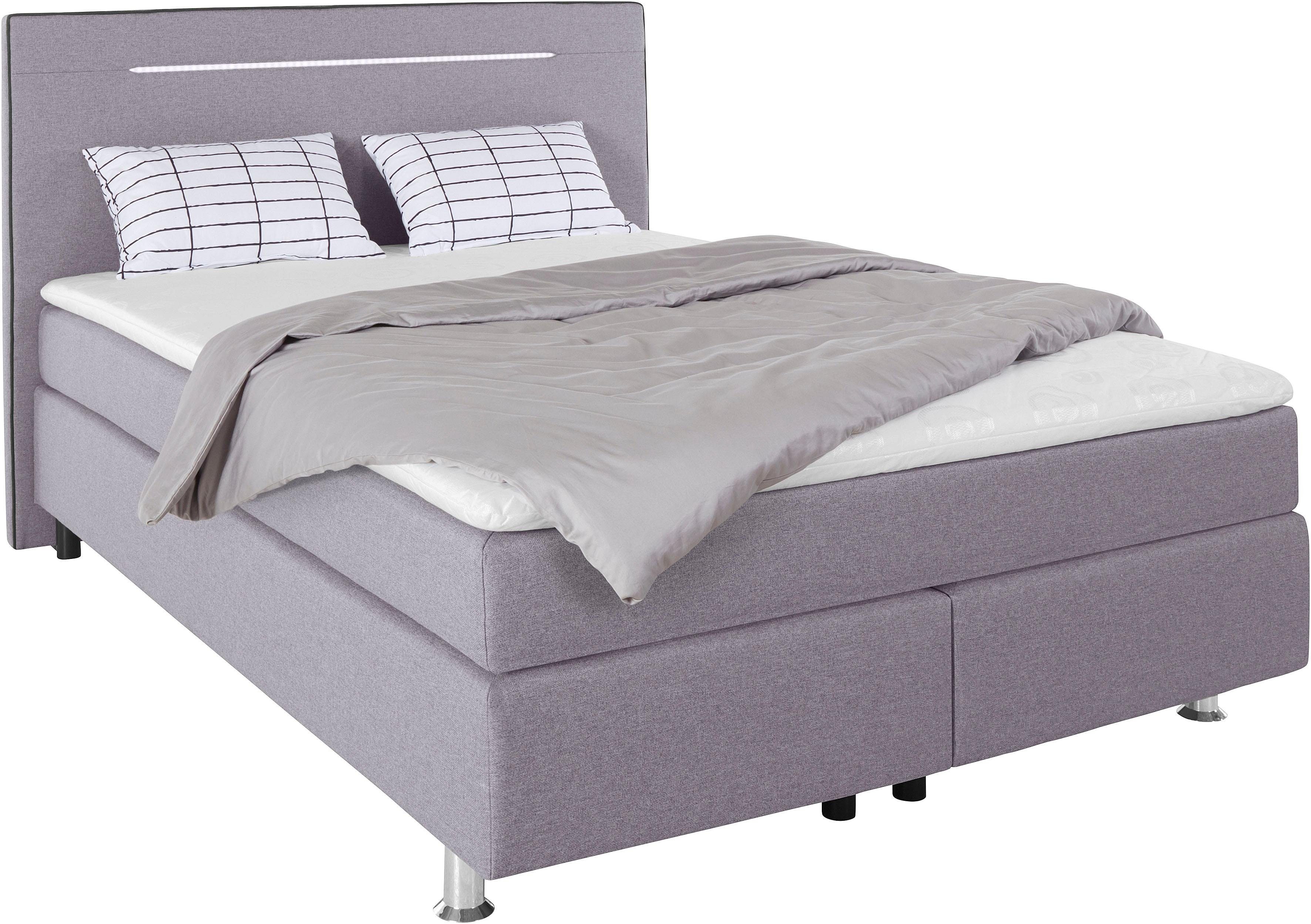 COLLECTION AB Boxspring London, inclusief topper en kussens, met LED-verlichting Boxspringbed verkrijgbaar in 90cmx200cm, 140cmx200cm & 180cmx200cm