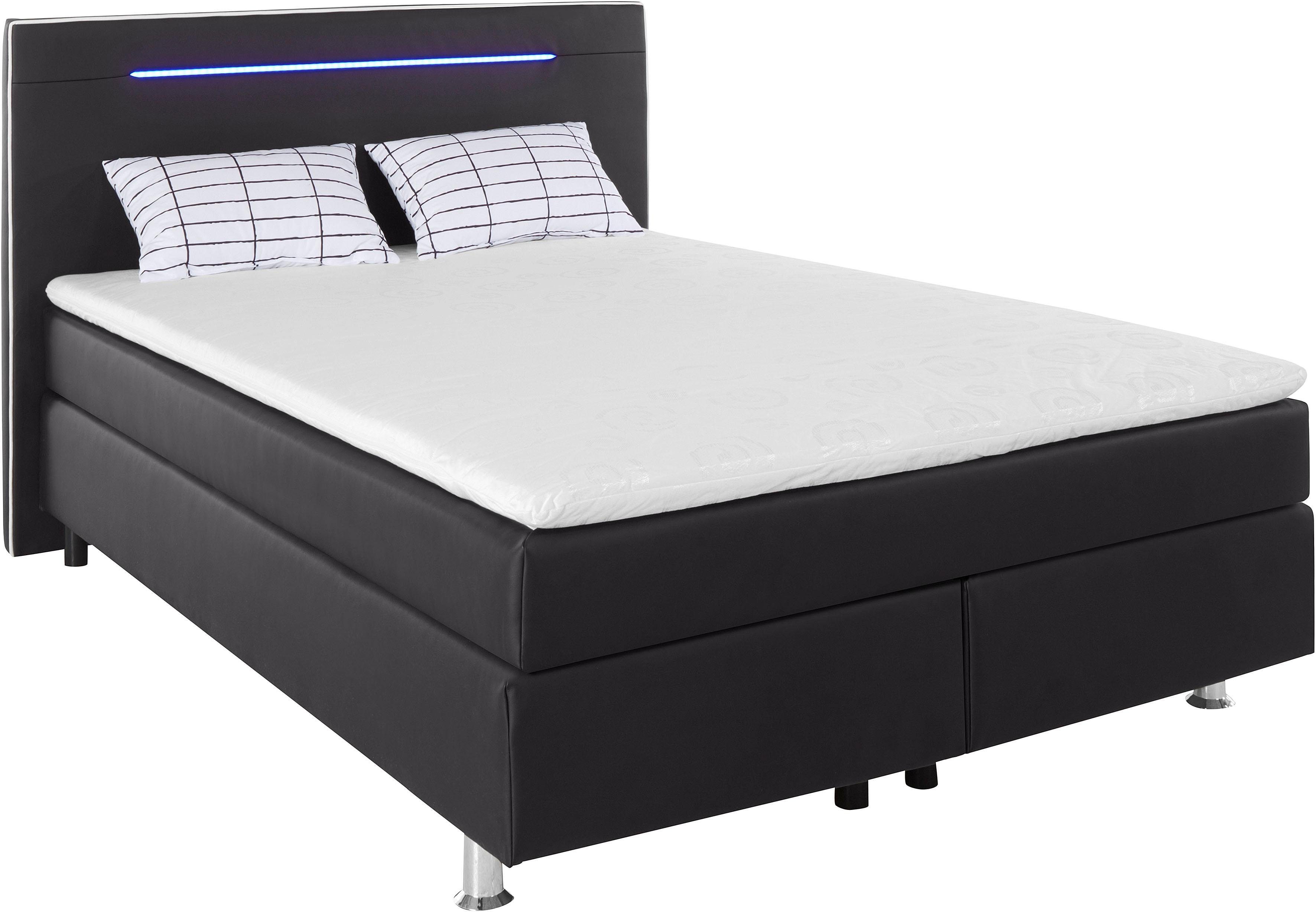 COLLECTION AB Boxspring London, inklusive Topper und Kissen, mit LED-Beleuchtung inclusief ledverlichting, topmatras en kussen