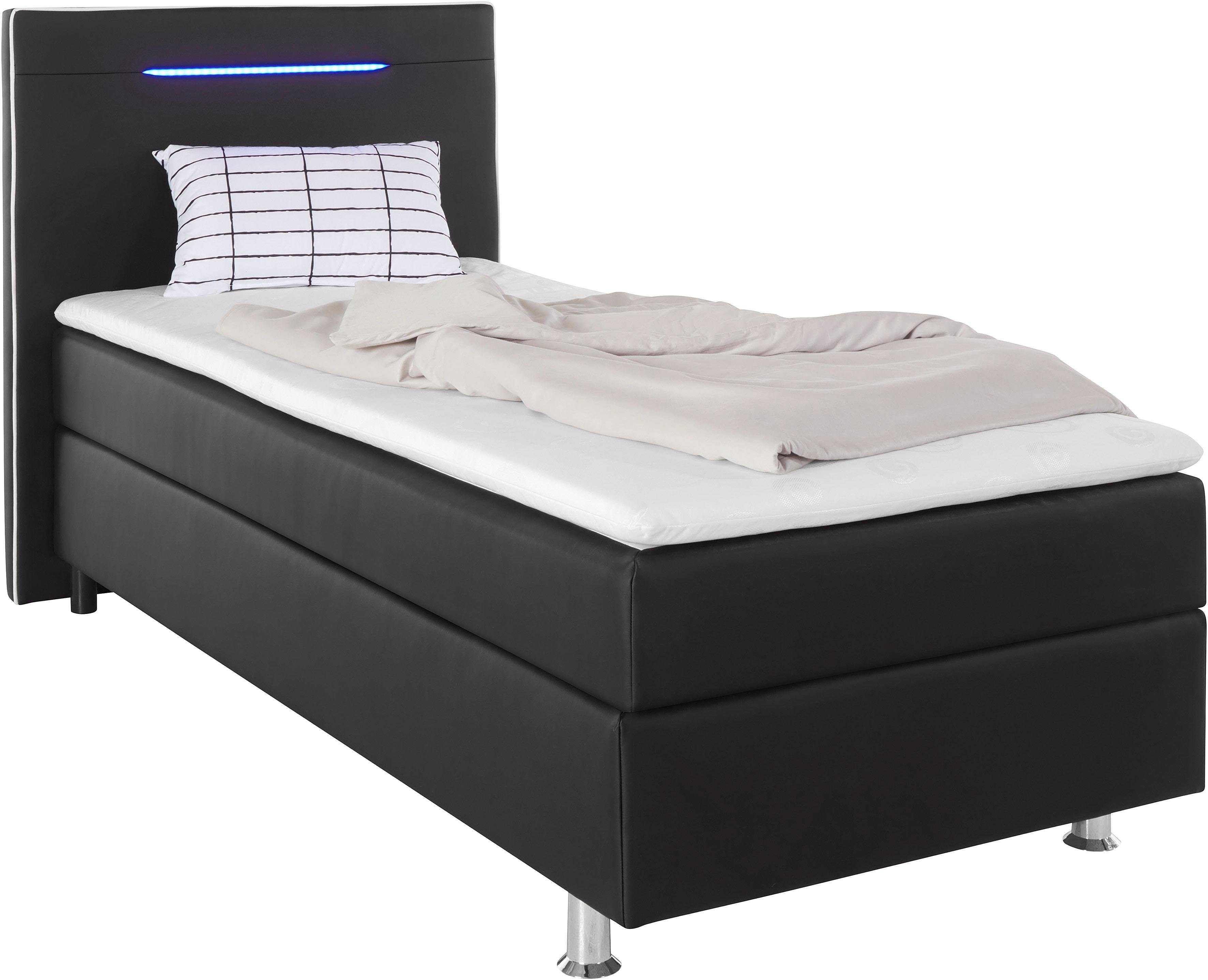COLLECTION AB Boxspring London, inclusief topper en kussens, met LED-verlichting Boxspringbed verkrijgbaar in 90cmx200cm, 140cmx200cm & 180cmx200cm